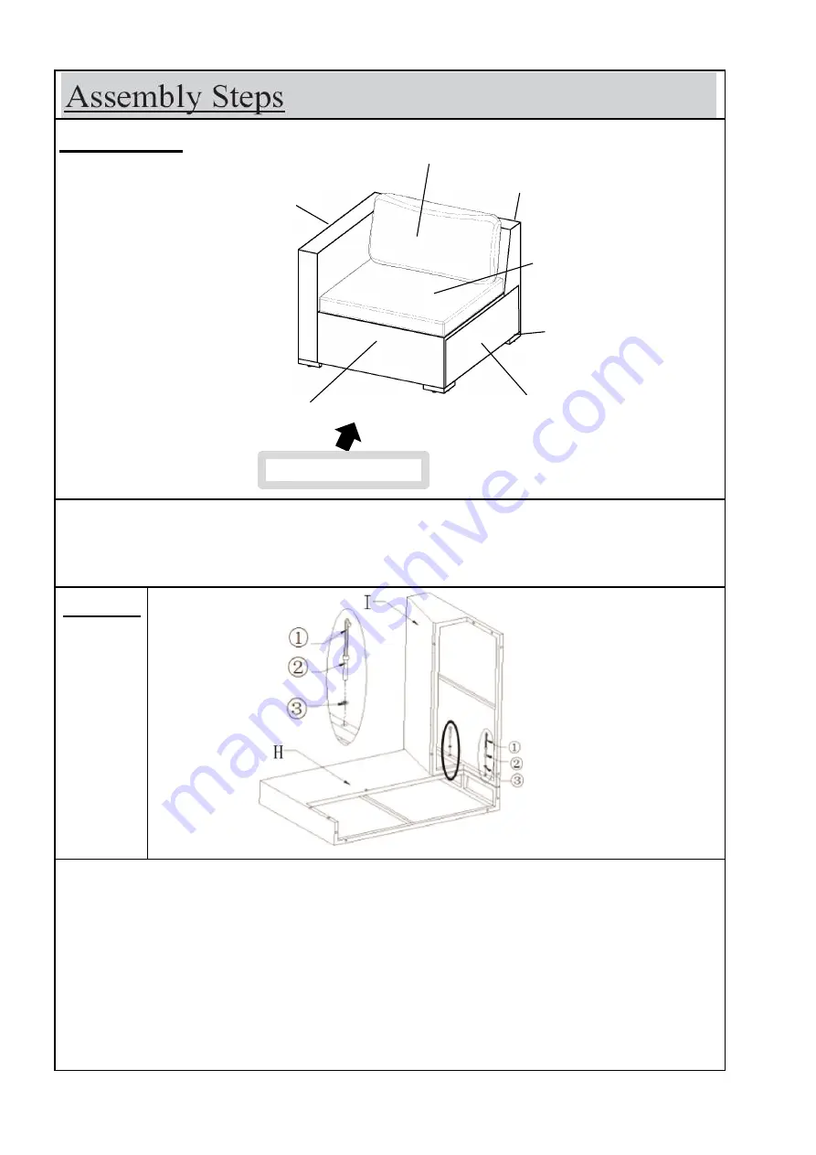 Noble House Home Furnishings LEFT ARMCHAIR Assembly Instructions Manual Download Page 3