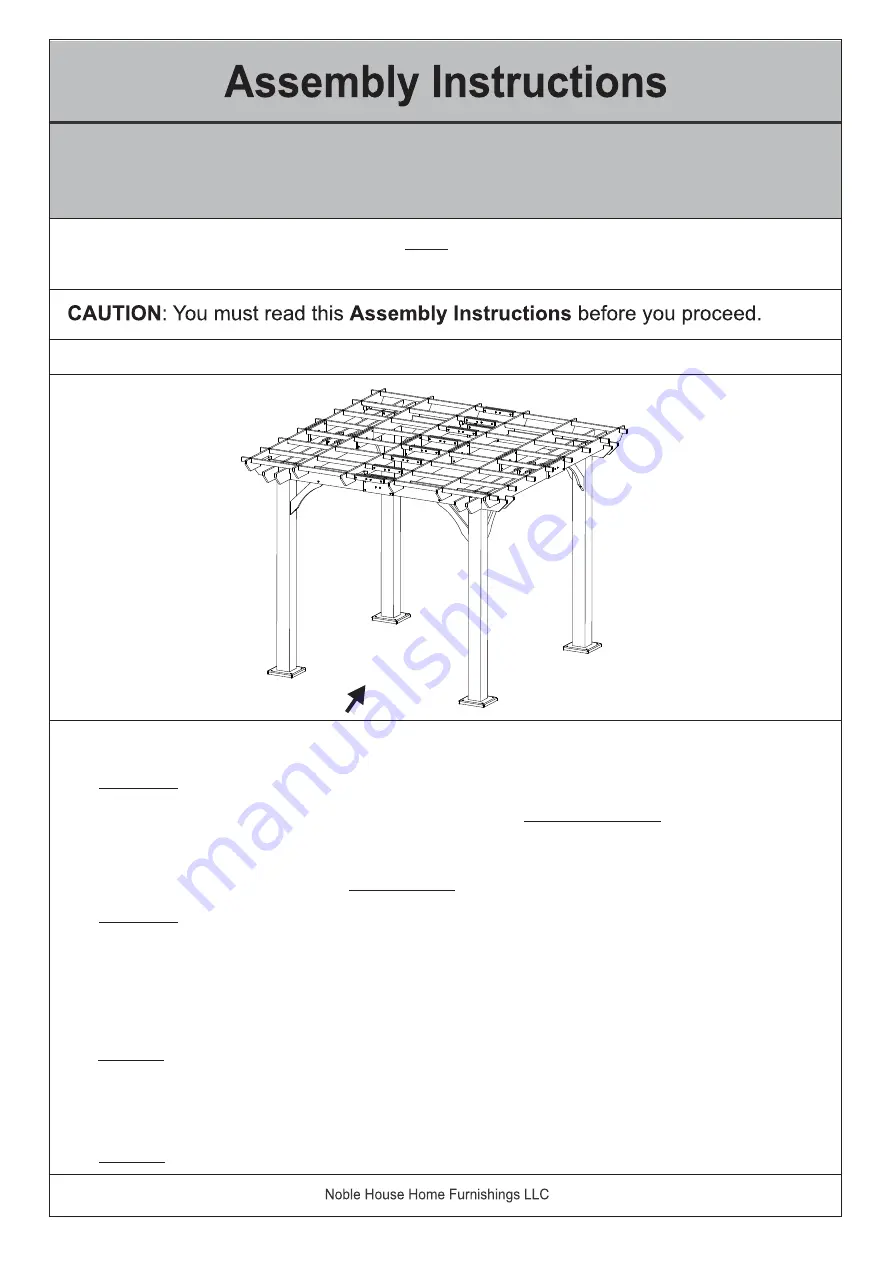 Noble House Home Furnishings SQUARE PERGOLA Assembly Instructions Manual Download Page 1