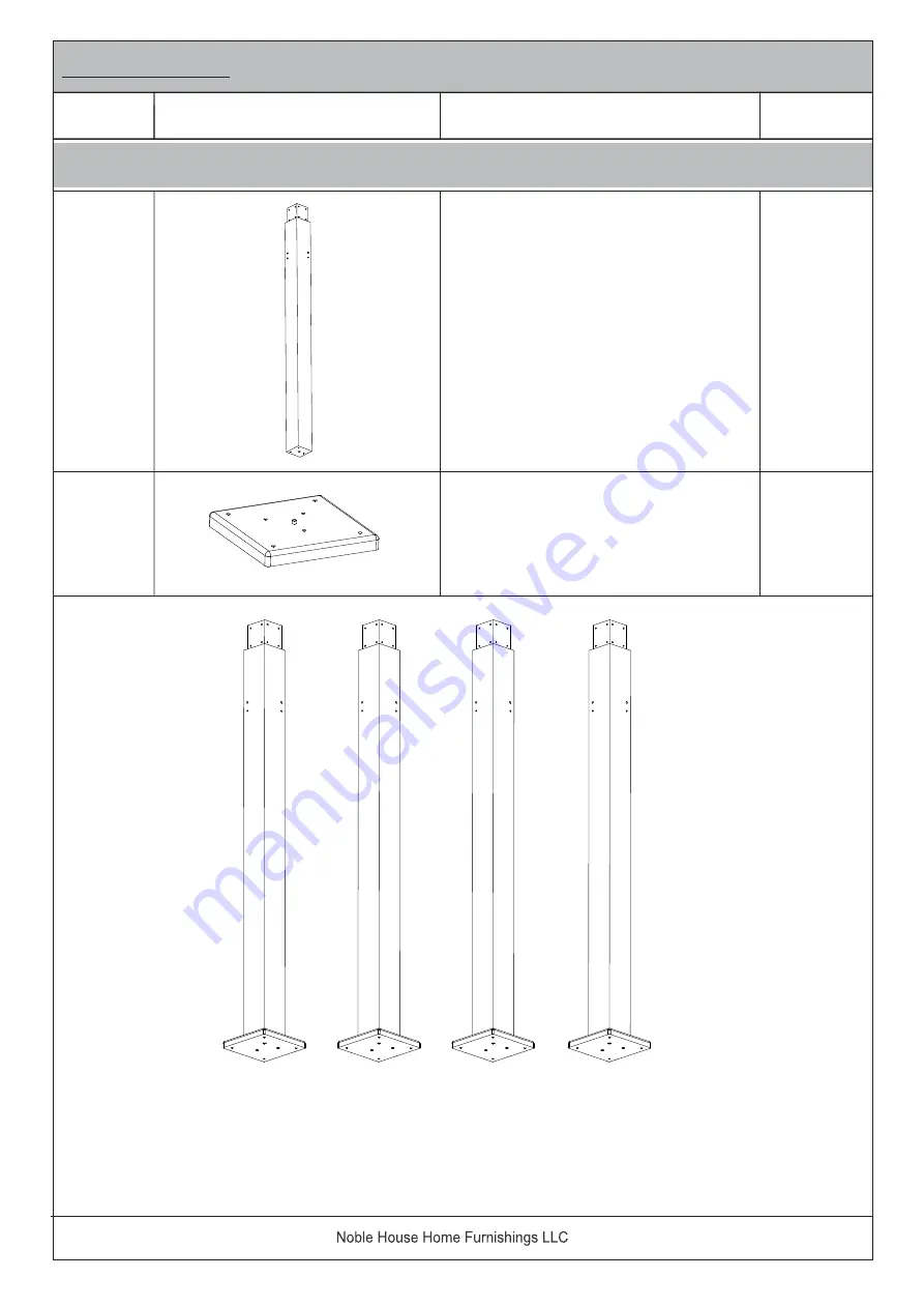 Noble House Home Furnishings SQUARE PERGOLA Скачать руководство пользователя страница 4