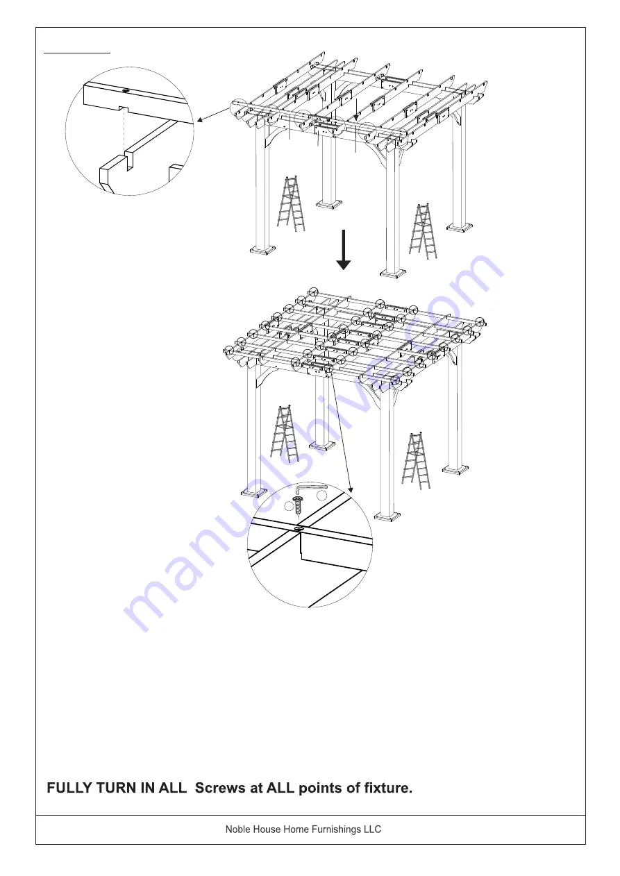 Noble House Home Furnishings SQUARE PERGOLA Assembly Instructions Manual Download Page 33