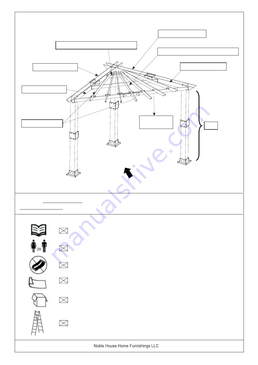 Noble House Home Furnishings TRIANGULAR PERGOLA Assembly Instructions Manual Download Page 14