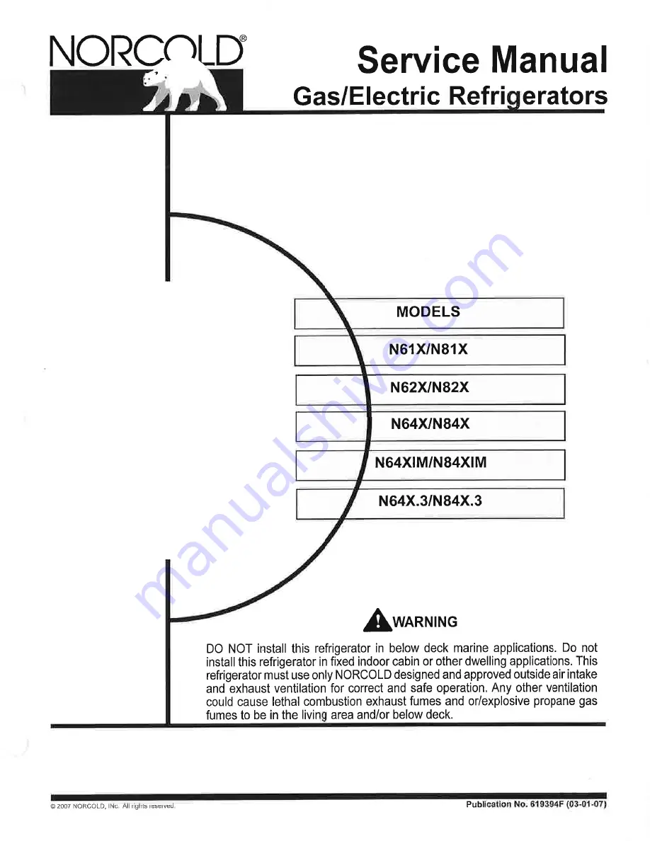 Norcold N61X Series Service Manual Download Page 1