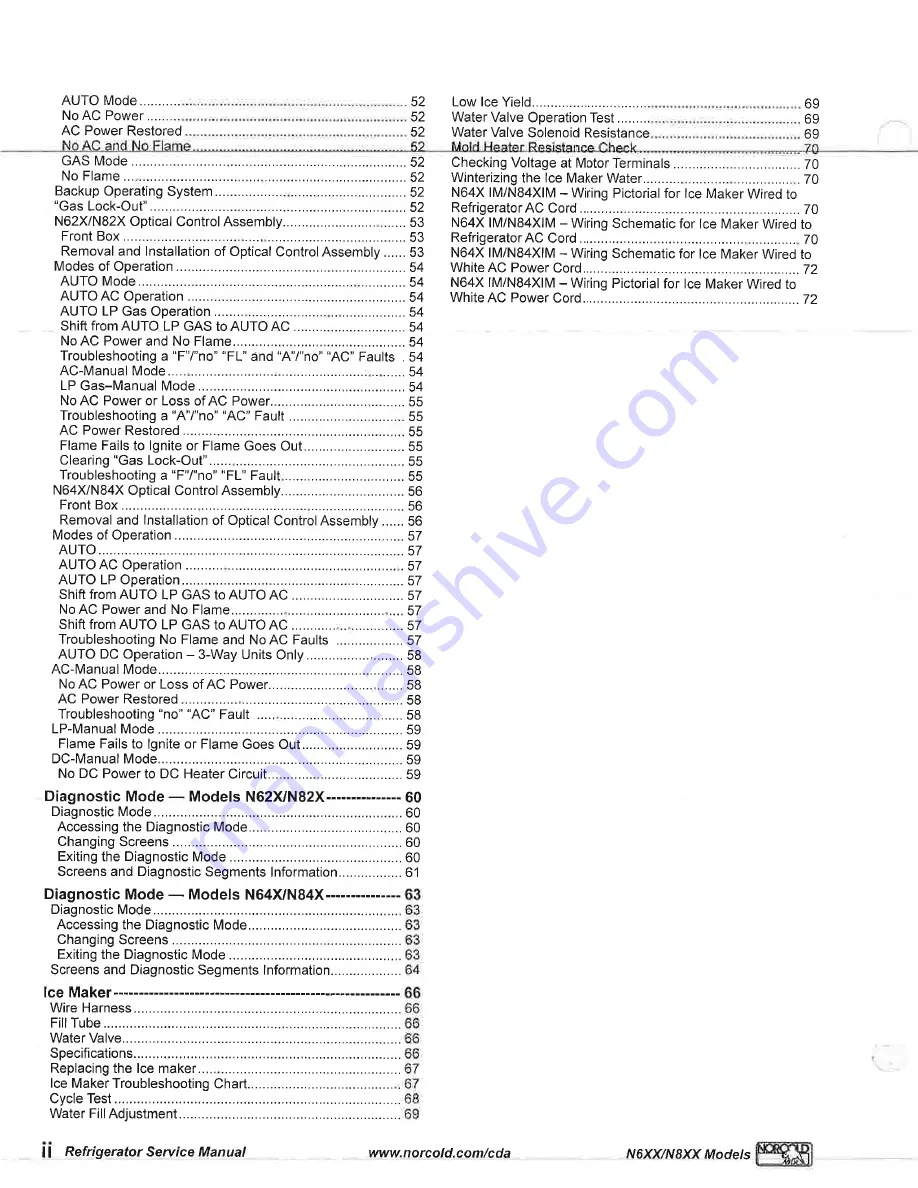 Norcold N61X Series Service Manual Download Page 3