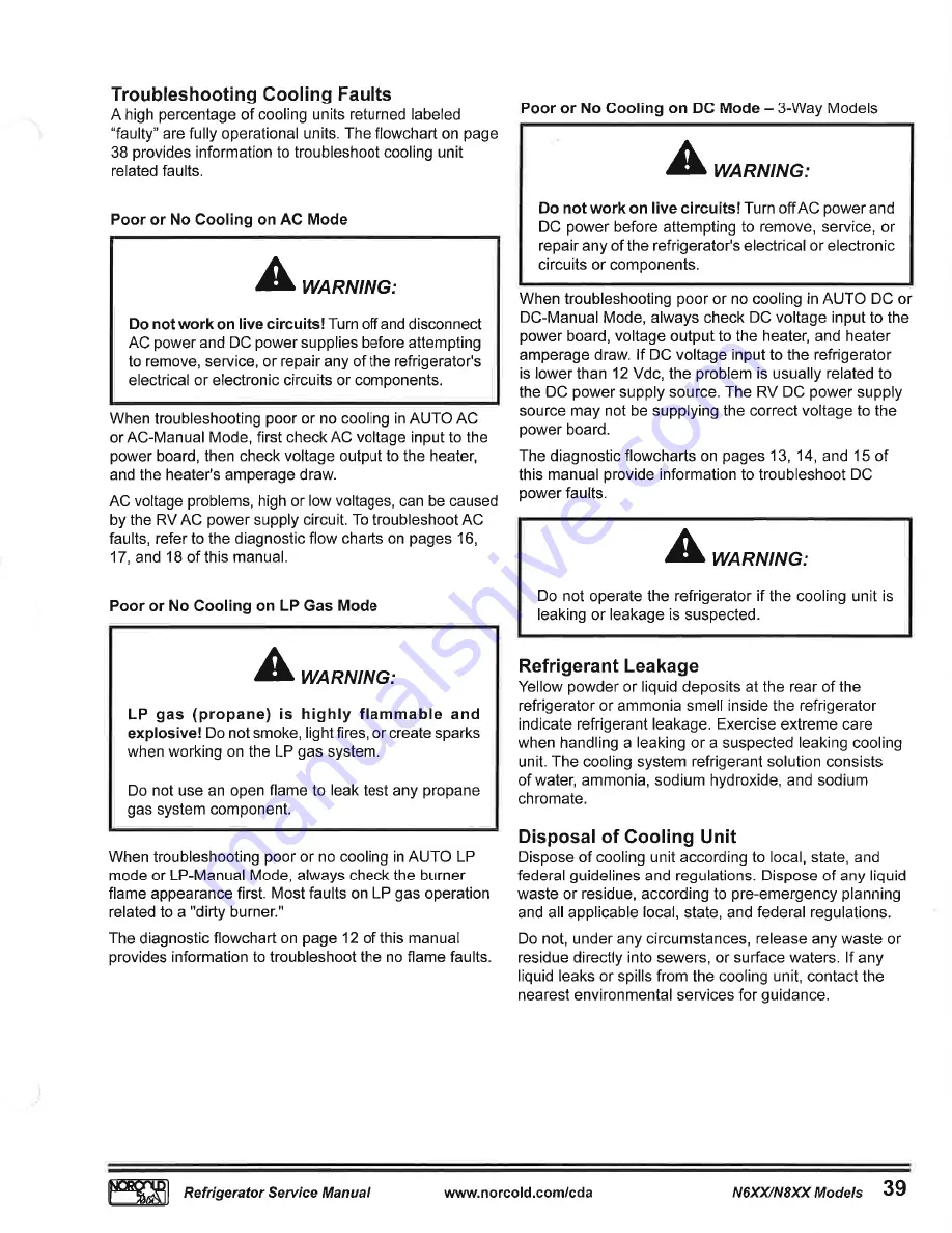 Norcold N61X Series Скачать руководство пользователя страница 42