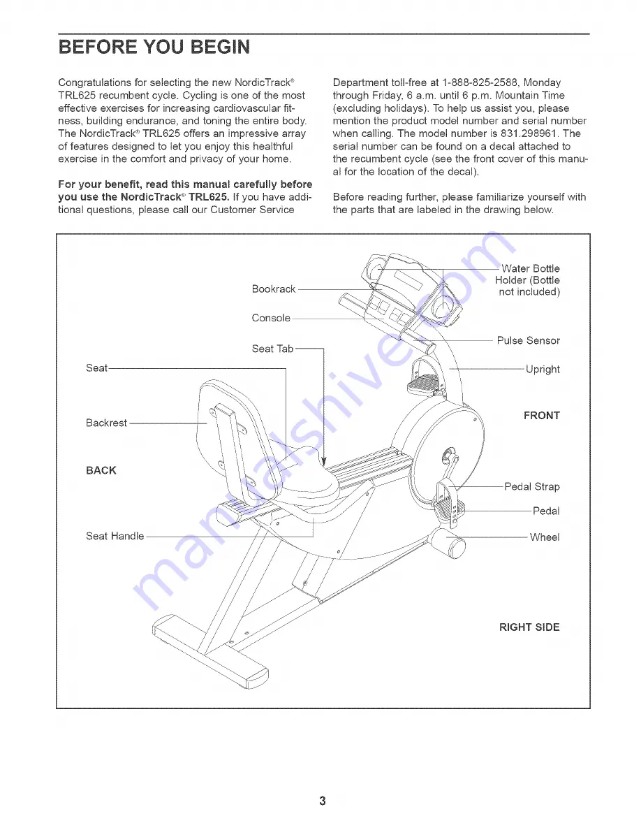 NordicTrack 831.298961 User Manual Download Page 3