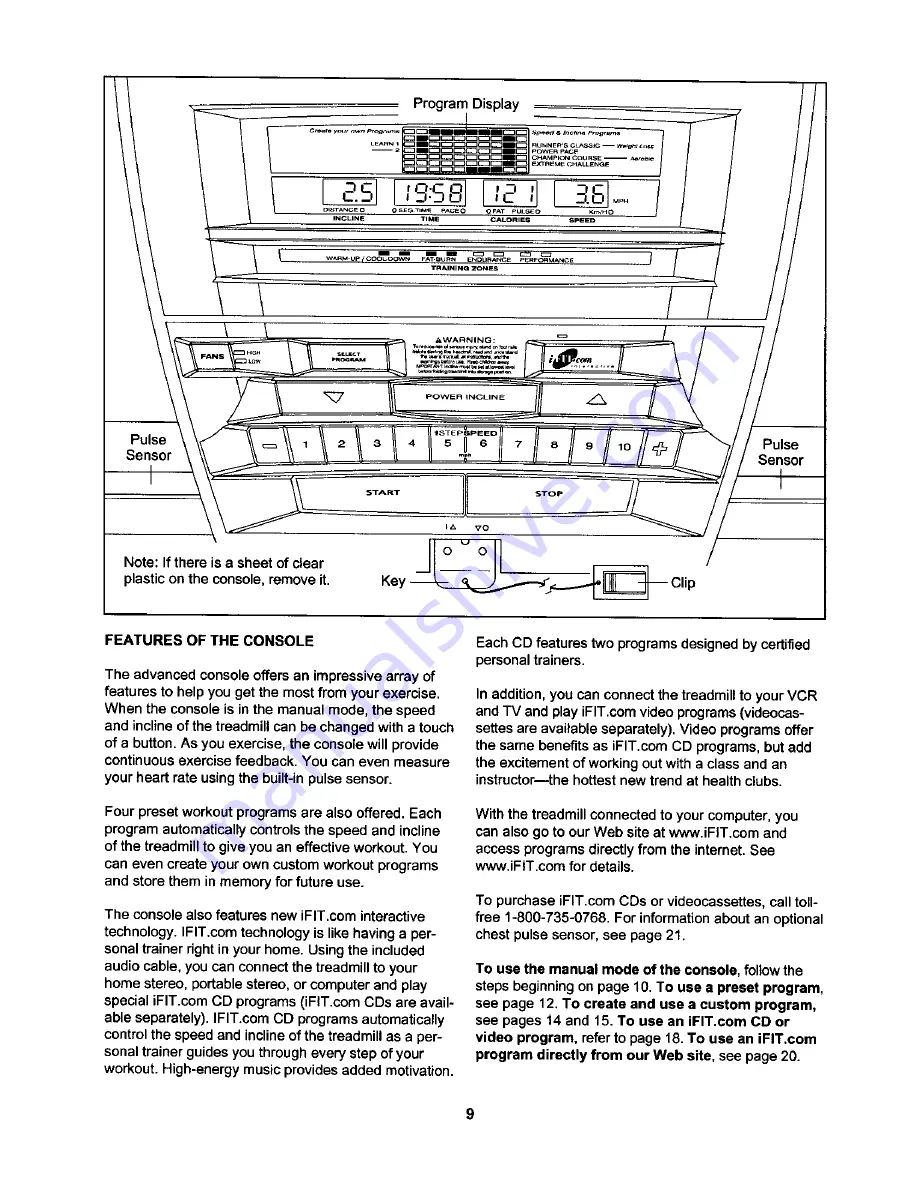 NordicTrack C 1800i User Manual Download Page 9