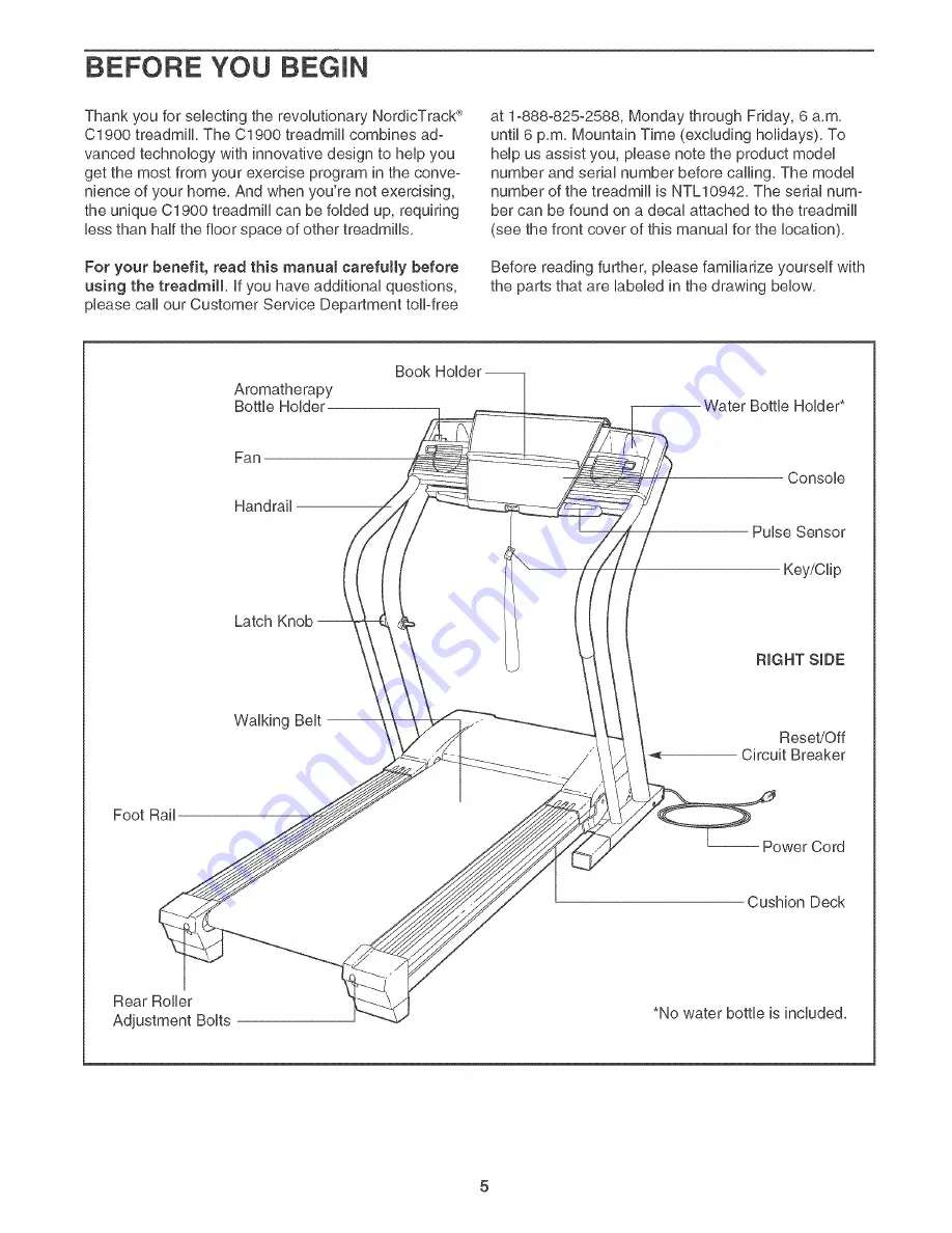 NordicTrack C 1900 Treadmill User Manual Download Page 5