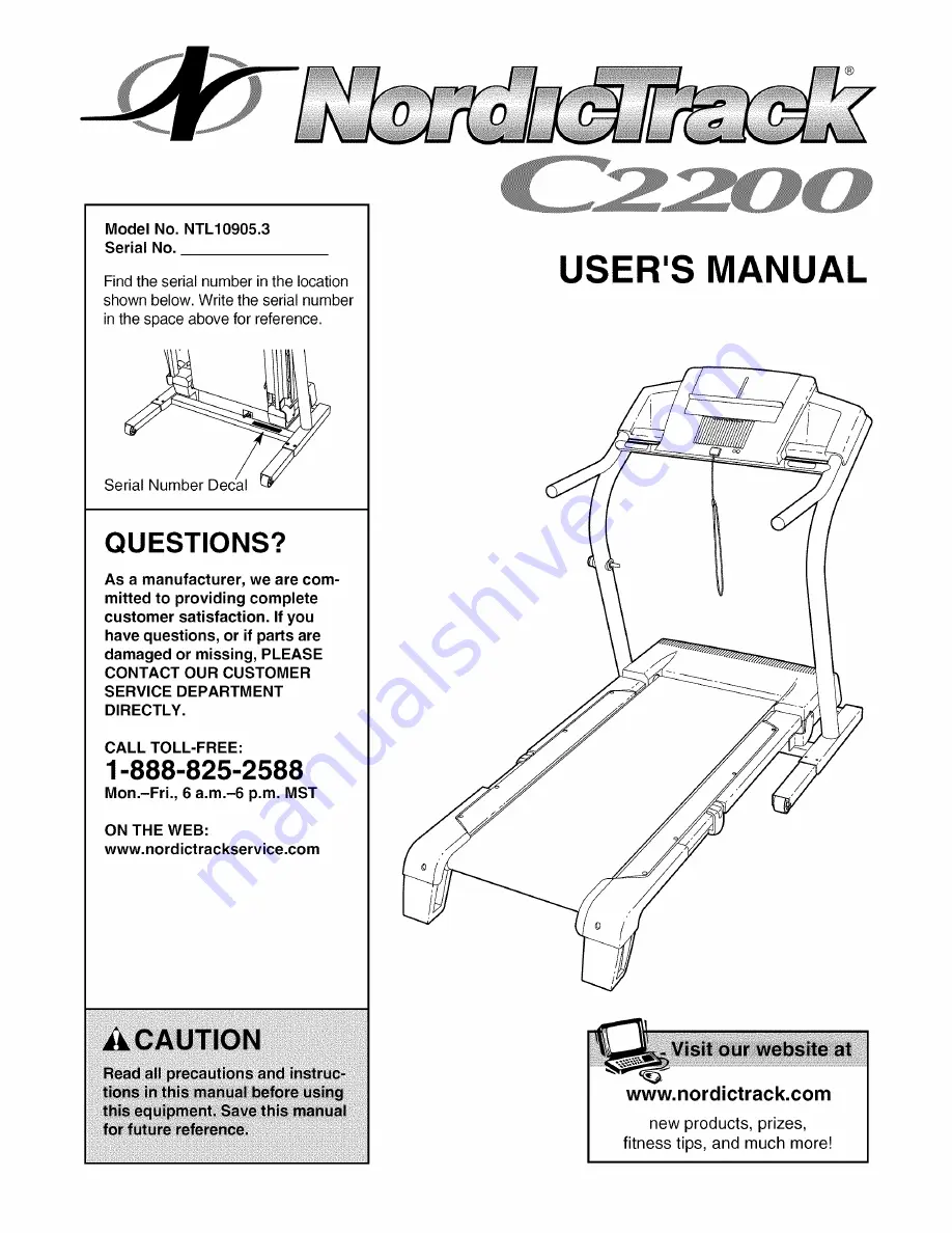NordicTrack C2200 NTL10905.3 Скачать руководство пользователя страница 1