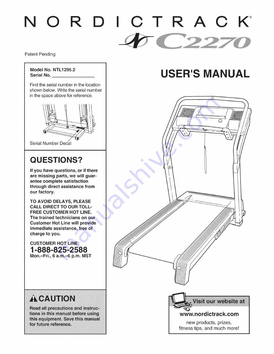 NordicTrack C2270 NTL12950 User Manual Download Page 1