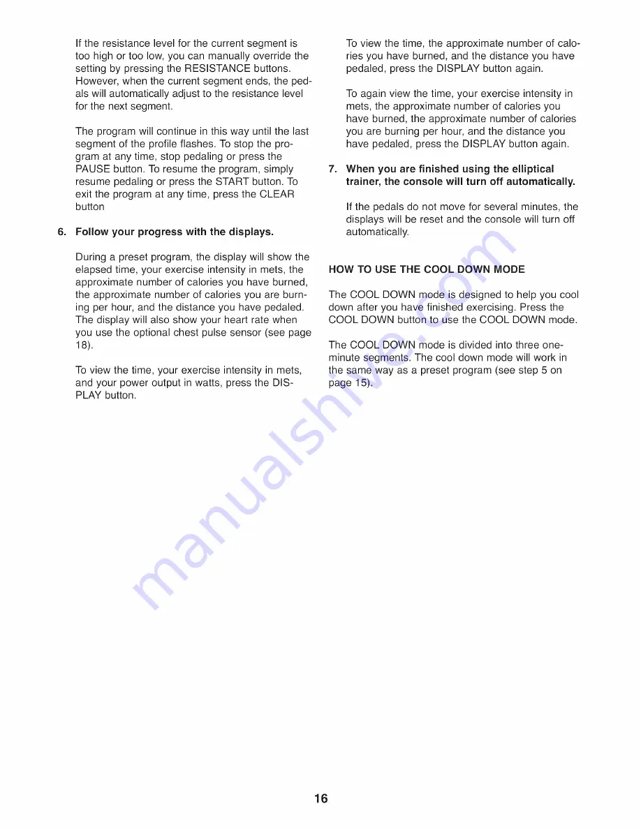 NordicTrack CLUB XI User Manual Download Page 16