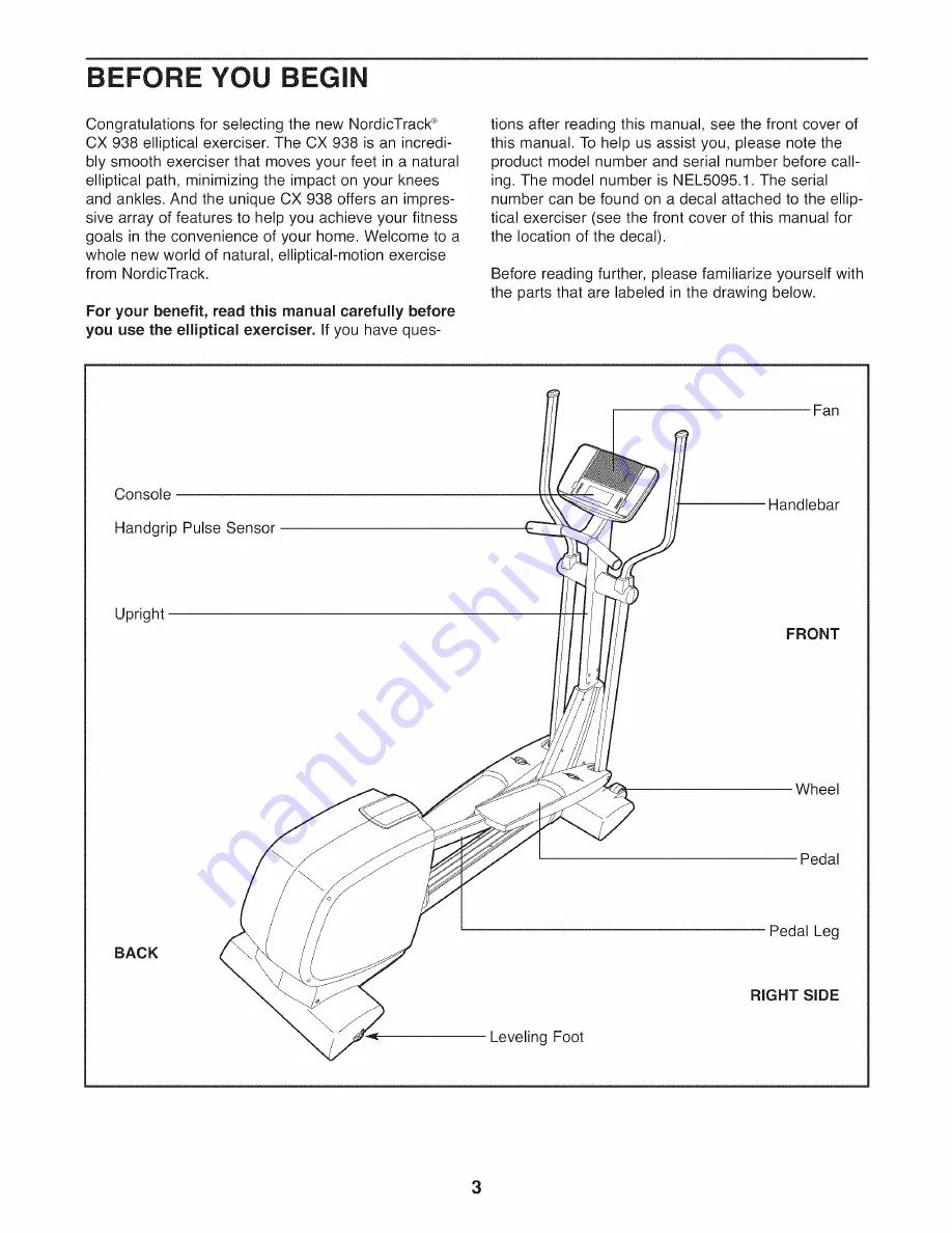 NordicTrack CX 938 User Manual Download Page 3