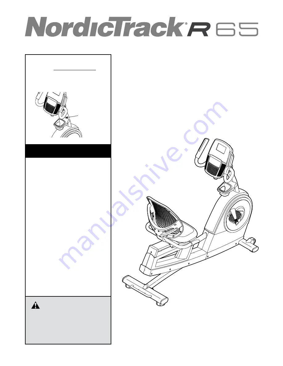 NordicTrack R 65 NTEVEX79915.0 User Manual Download Page 1