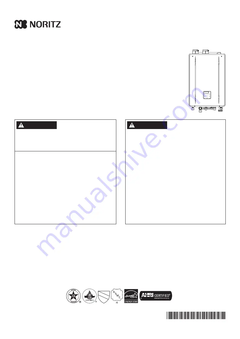 Noritz GHQ-C2801WX-FF US Installation Manual Download Page 1