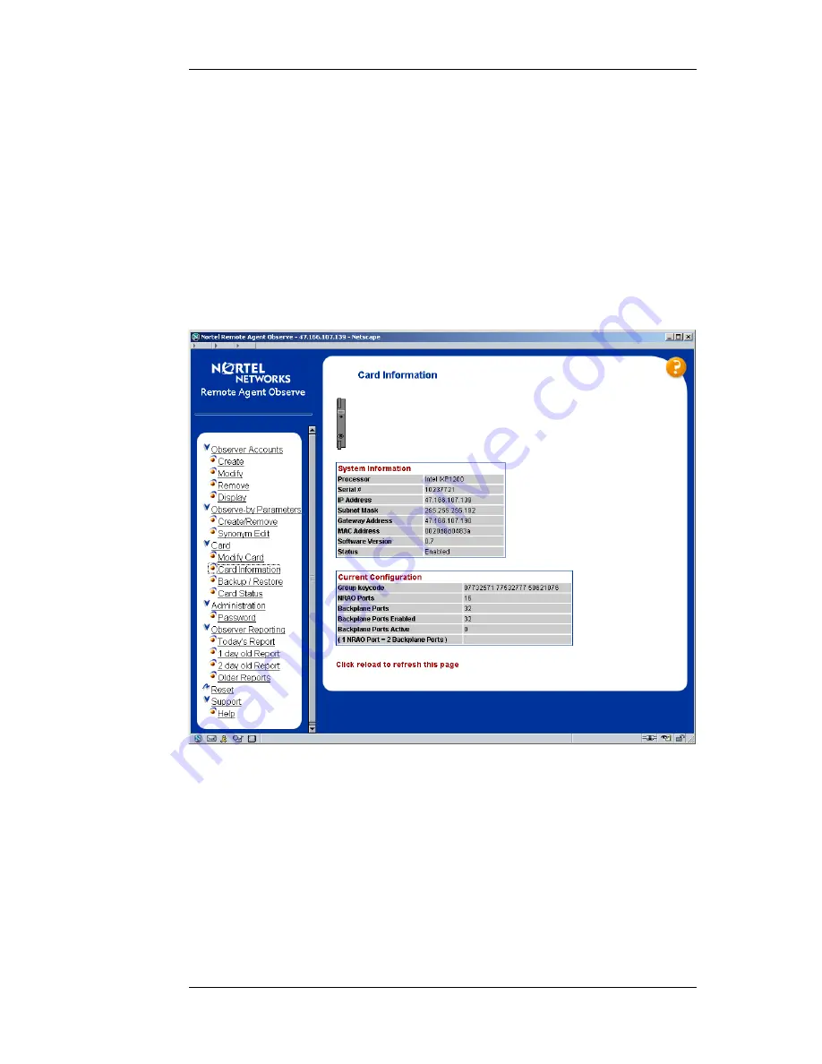 Nortel Observe User Manual Download Page 46