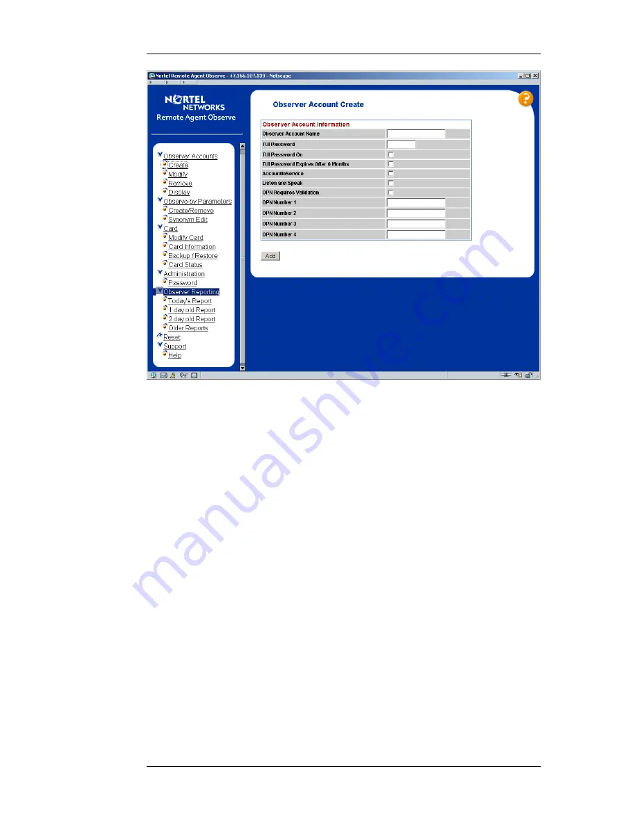 Nortel Observe User Manual Download Page 53