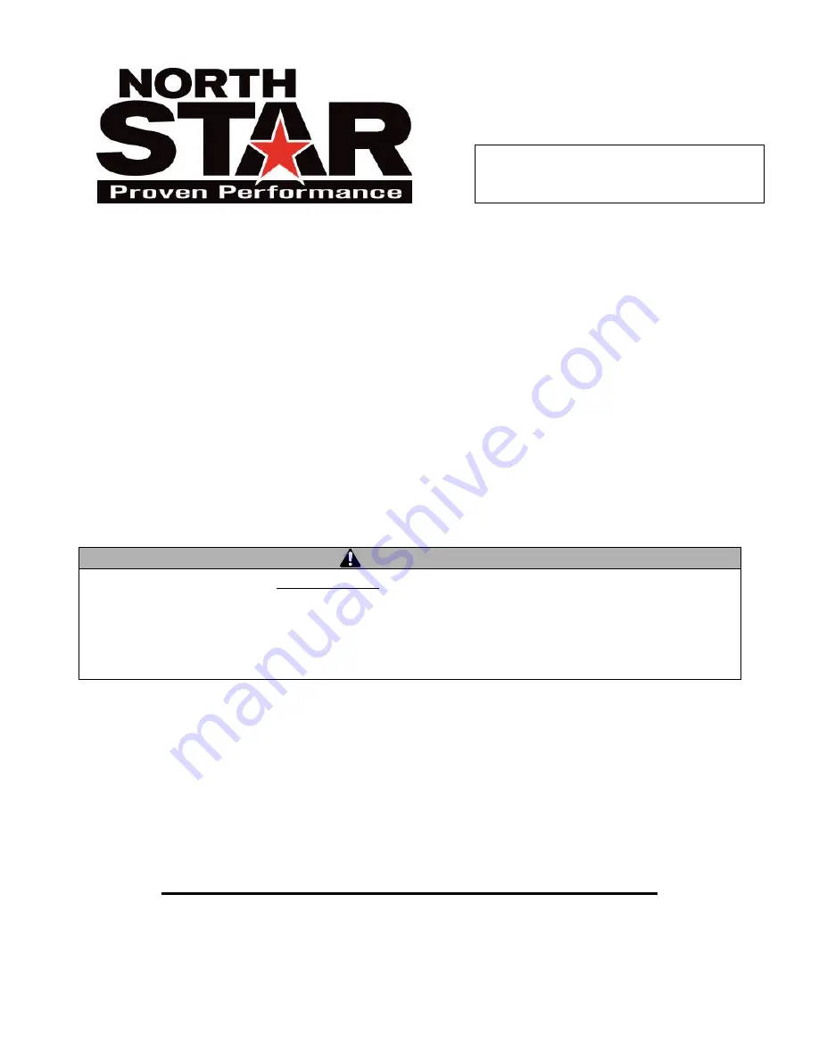 North Star 109161 Owner'S Manual Download Page 1