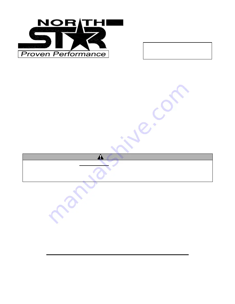 North Star 109172 Owner'S Manual Download Page 1