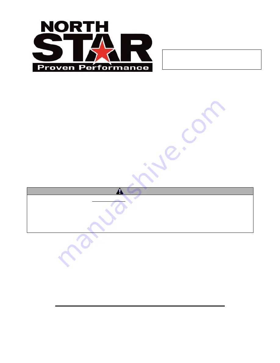 North Star M109163E.3 Owner'S Manual Download Page 1