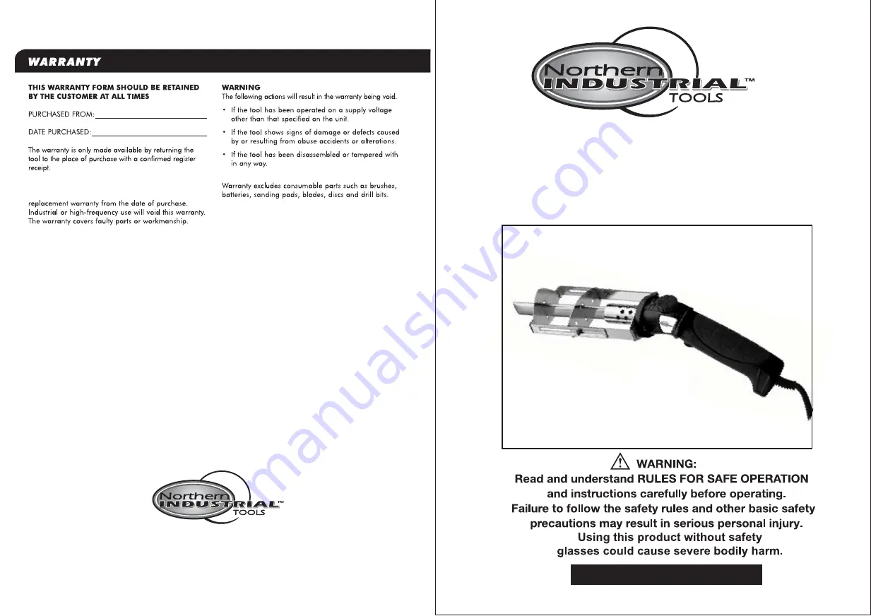 Northern Industrial Tools 159451 Owner'S Manual Download Page 1