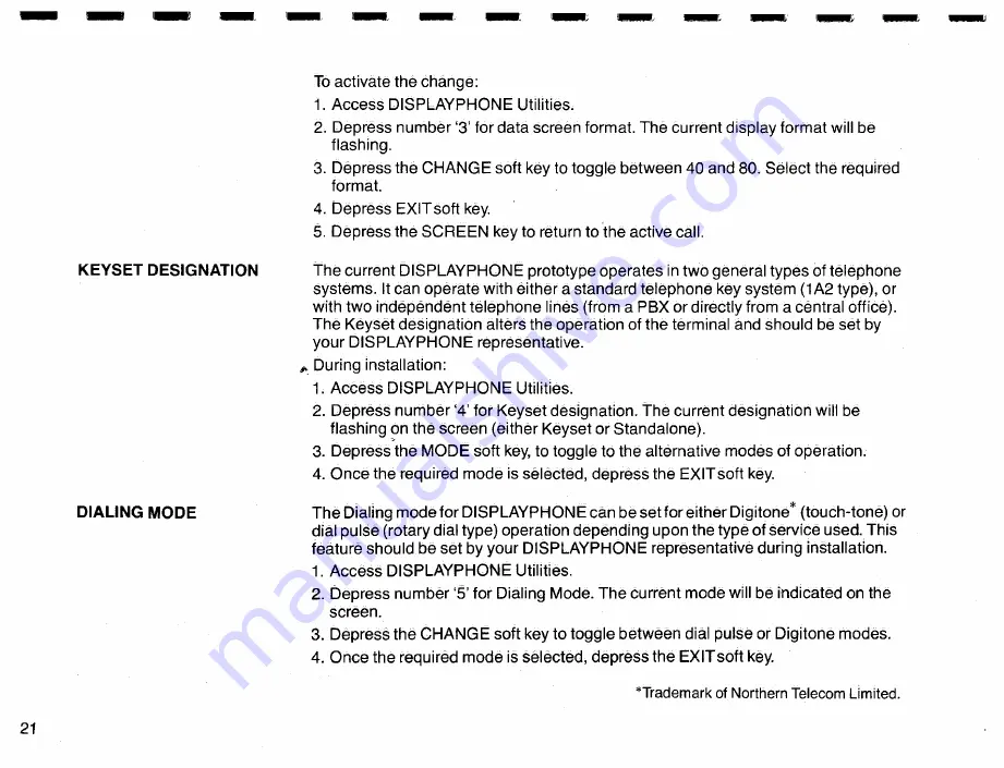 Northern Telecom DisplayPhone User Manual Download Page 23