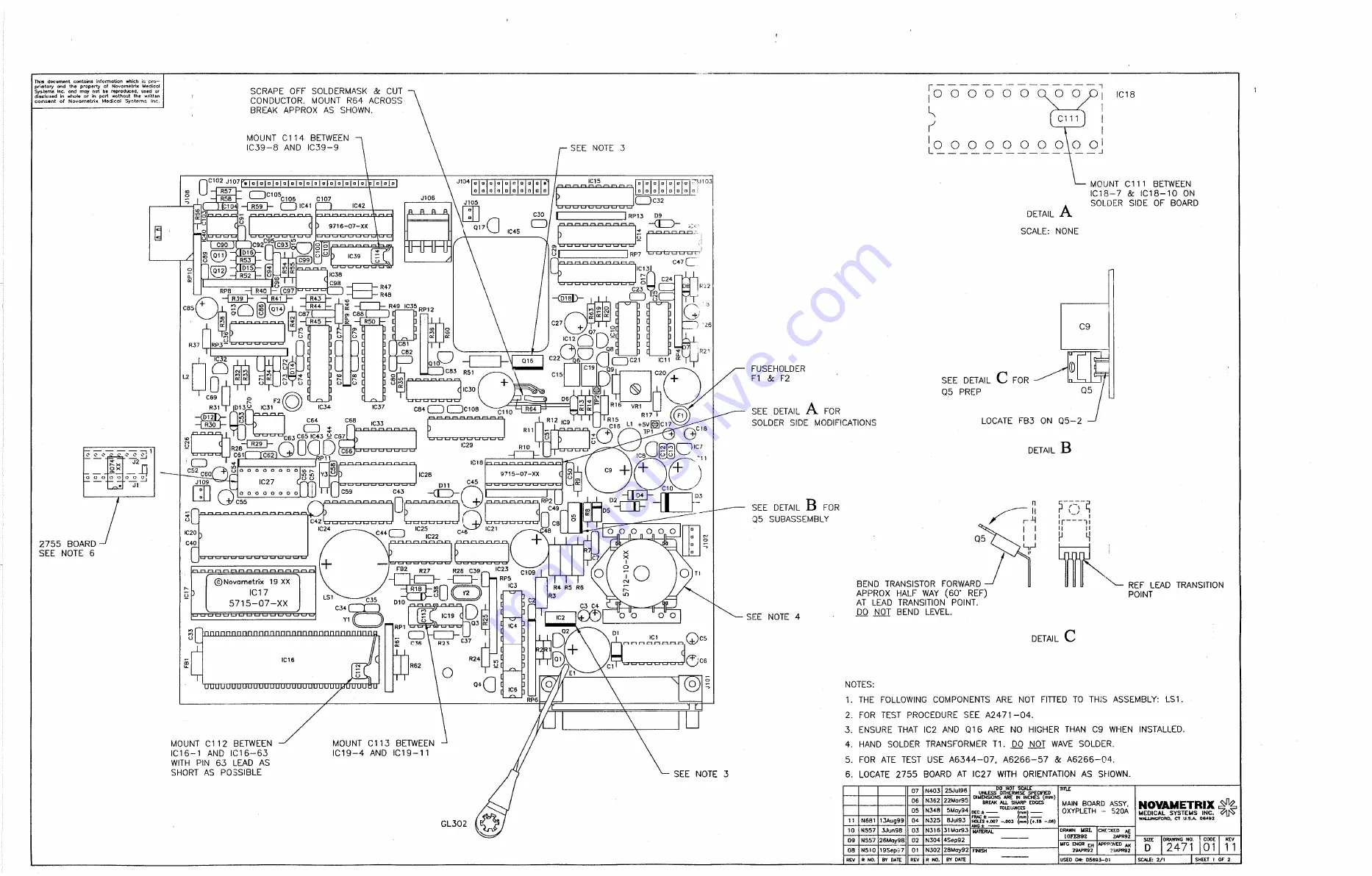 Novametrix Medical Systems OXYPLETH 520A Service Manual Download Page 112