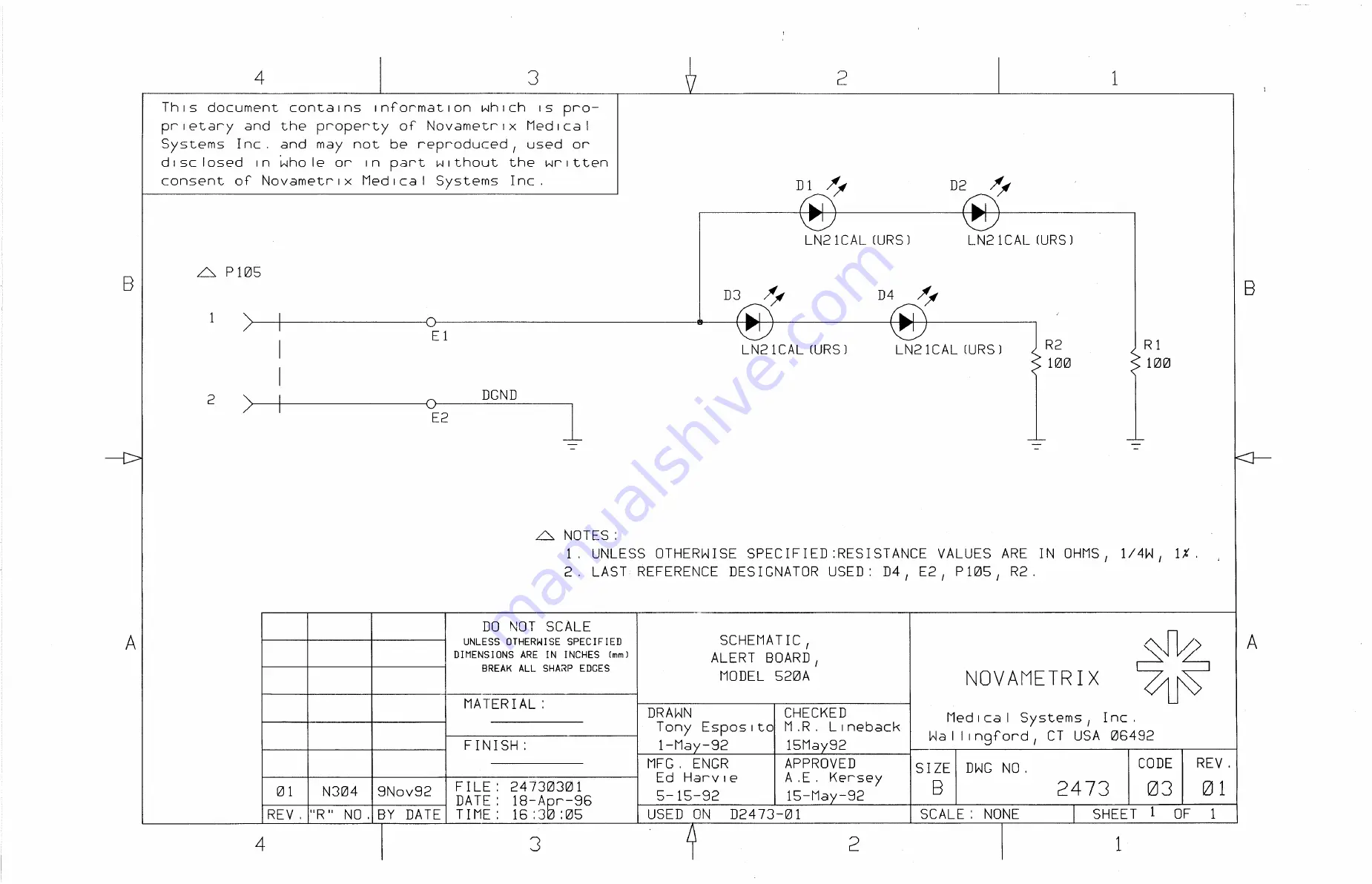 Novametrix Medical Systems OXYPLETH 520A Service Manual Download Page 128