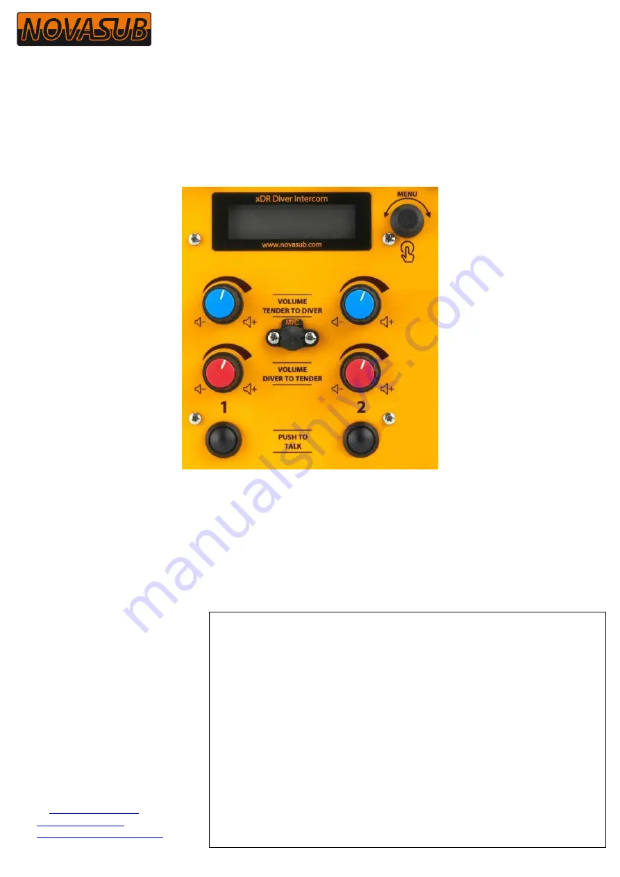 Novasub xDR-DSP Operation Manual Download Page 1