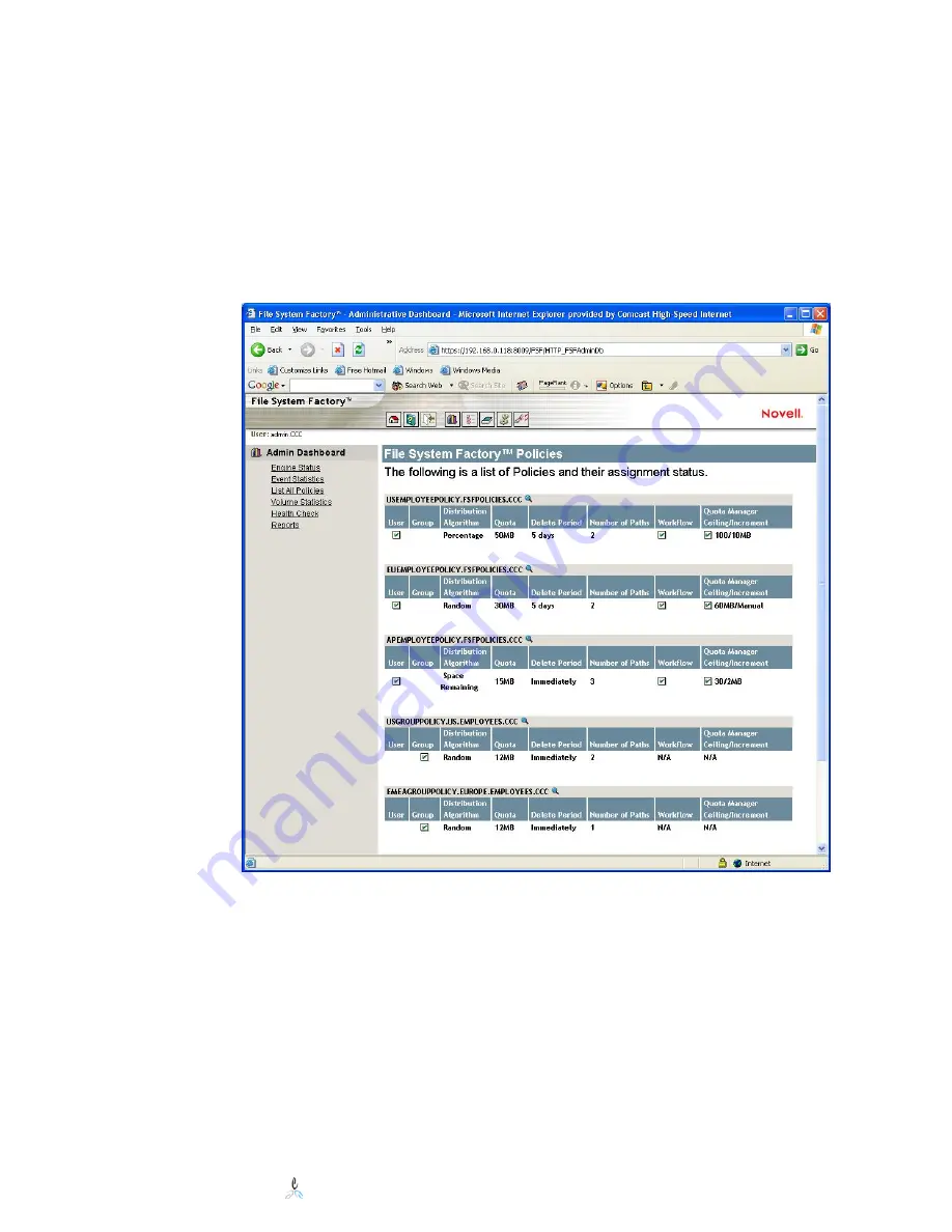 Novell FILE SYSTEM FACTORY 1.2.1 - ADMINISTRATION Manual Download Page 25