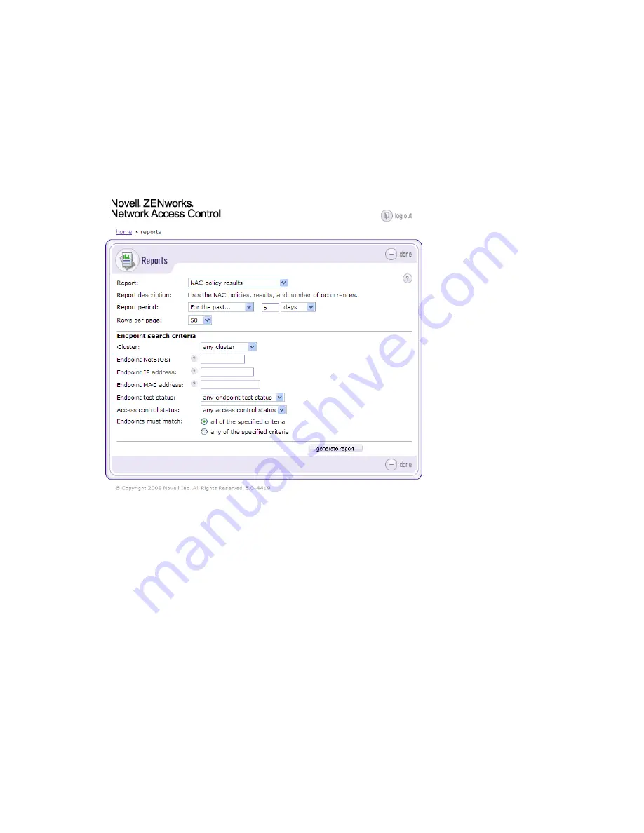 Novell ZENworks Network Access Control 5.0 User Manual Download Page 313