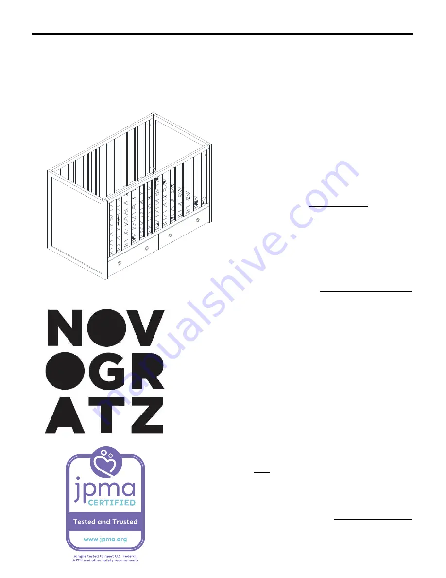 Novogratz 3-IN-1 STORAGE CRIB DL8877B3 Instruction Manual Download Page 1