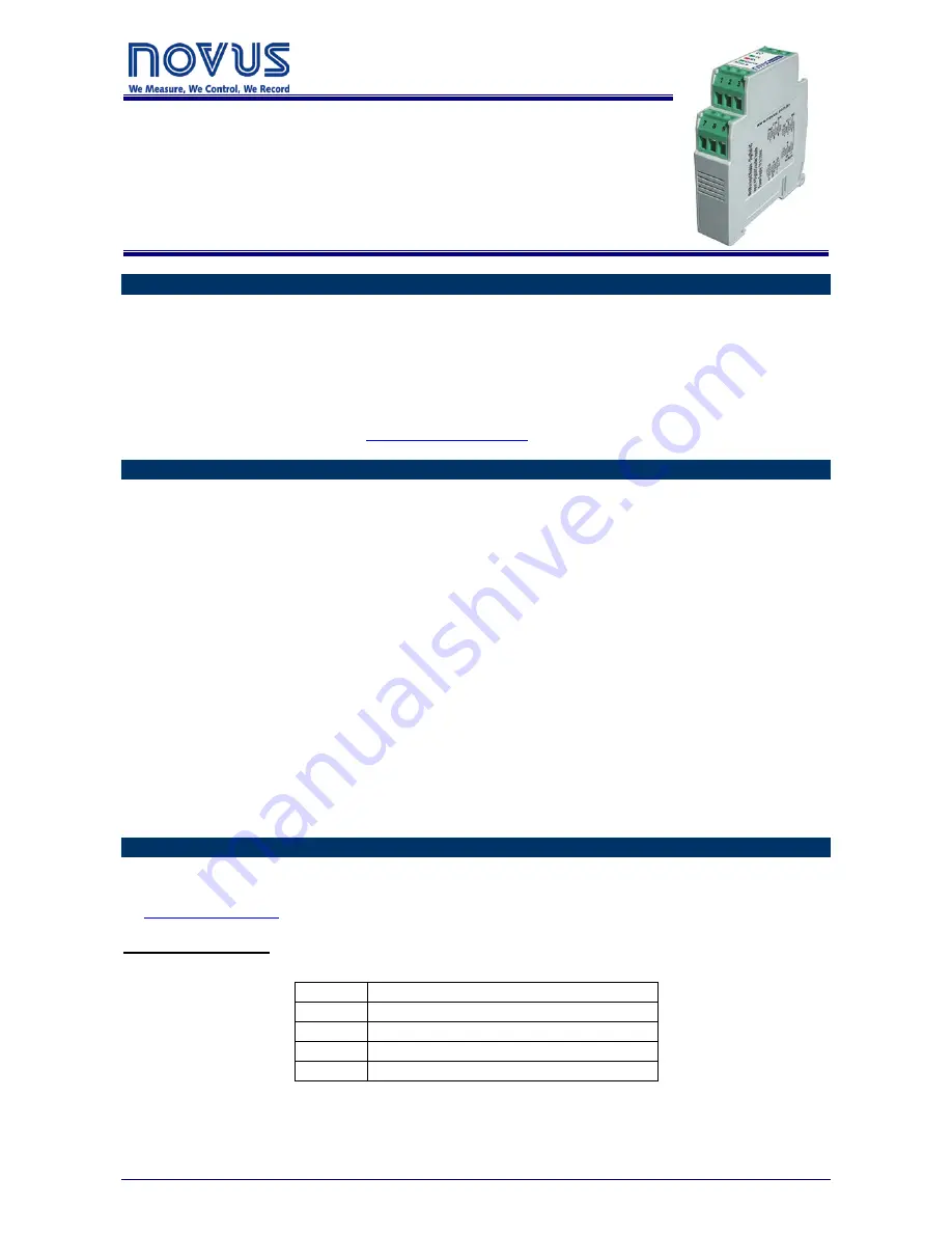 Novus DigiRail-4C Communications Manual Download Page 1