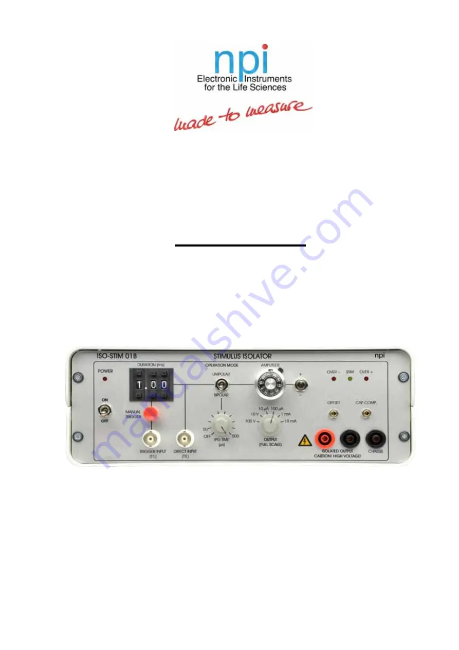 NPI ISO-STIM 01B Скачать руководство пользователя страница 1