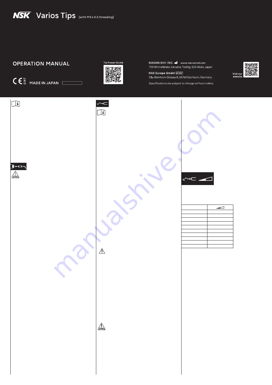 NSK G1-E Operation Manual Download Page 1