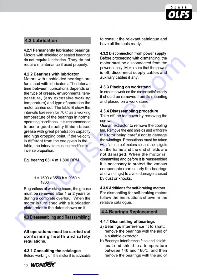 NTF OLFS Series Instruction Manual Download Page 20