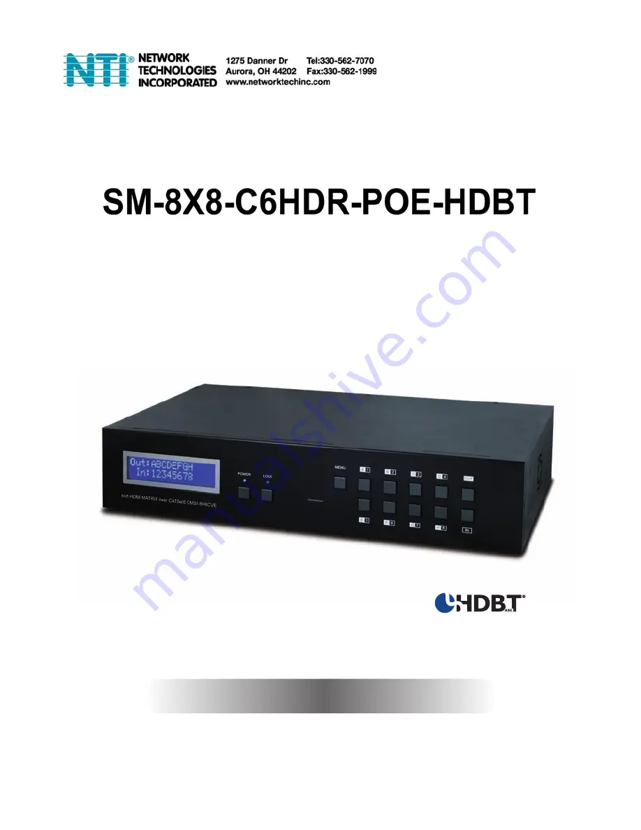 NTI SM-8X8-C6HDR-POE-HDBT Operation Manual Download Page 1