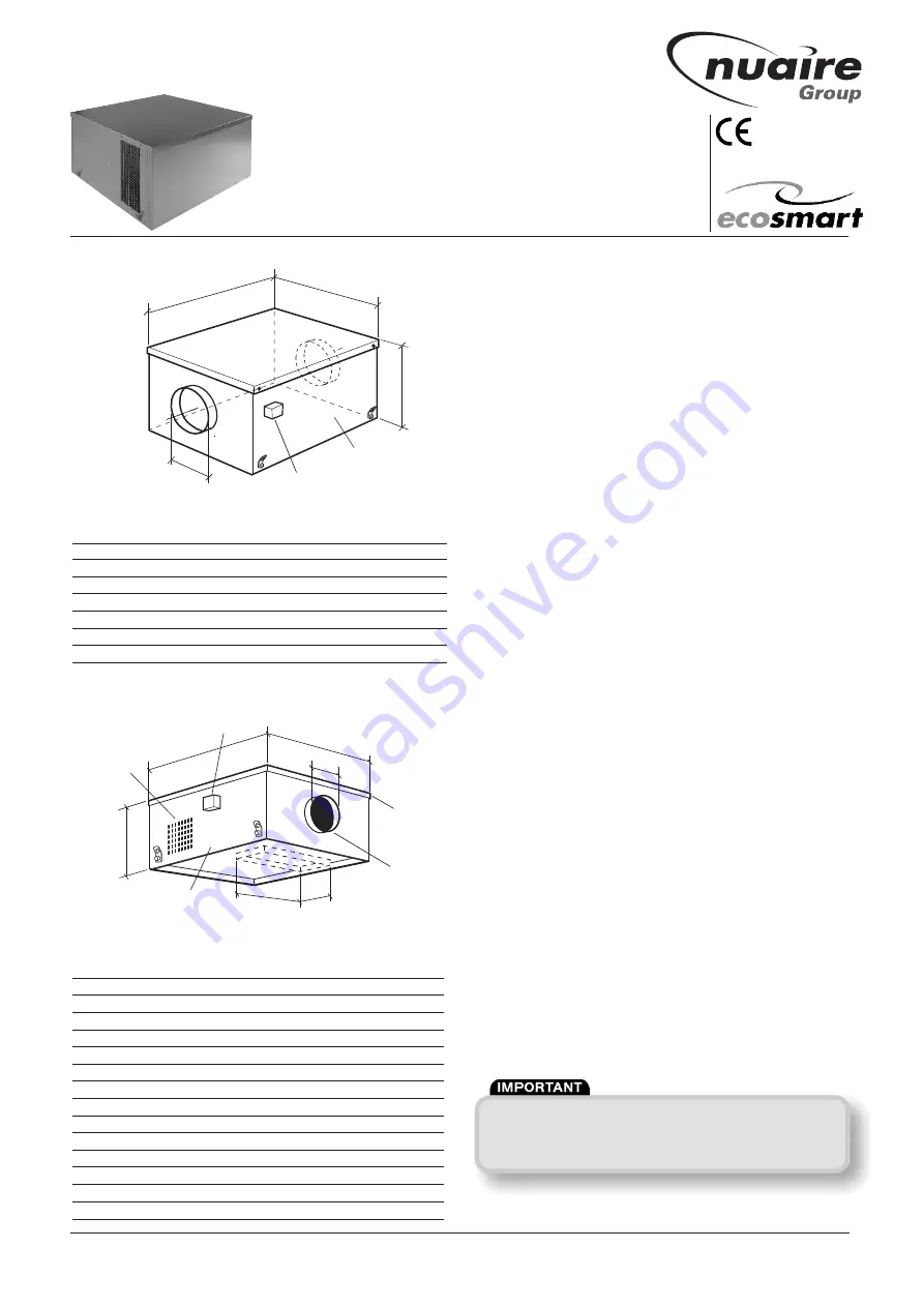 NuAire ECOSMART TWINFAN Series Installation And Maintenance Manual Download Page 1