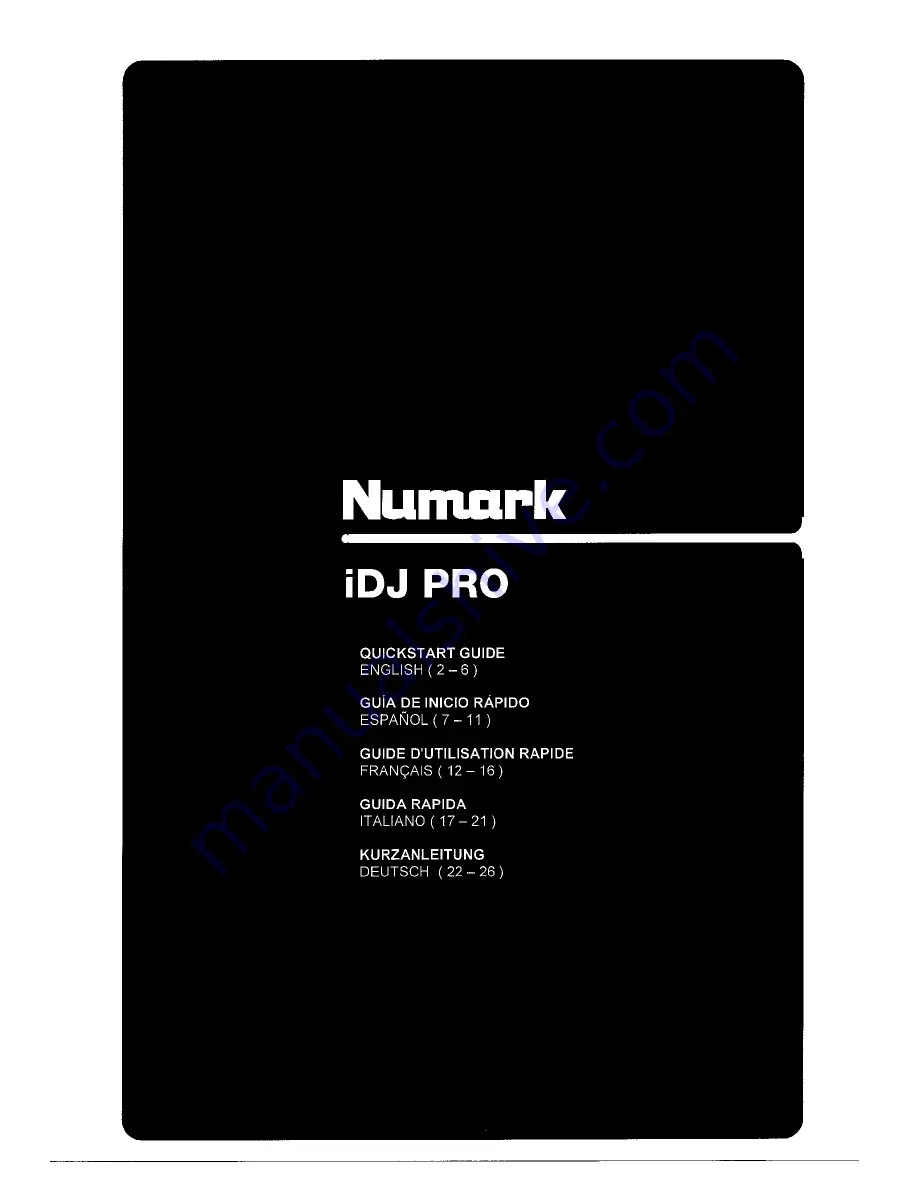 Numark IDJ PRO Quick Start Manual Download Page 1