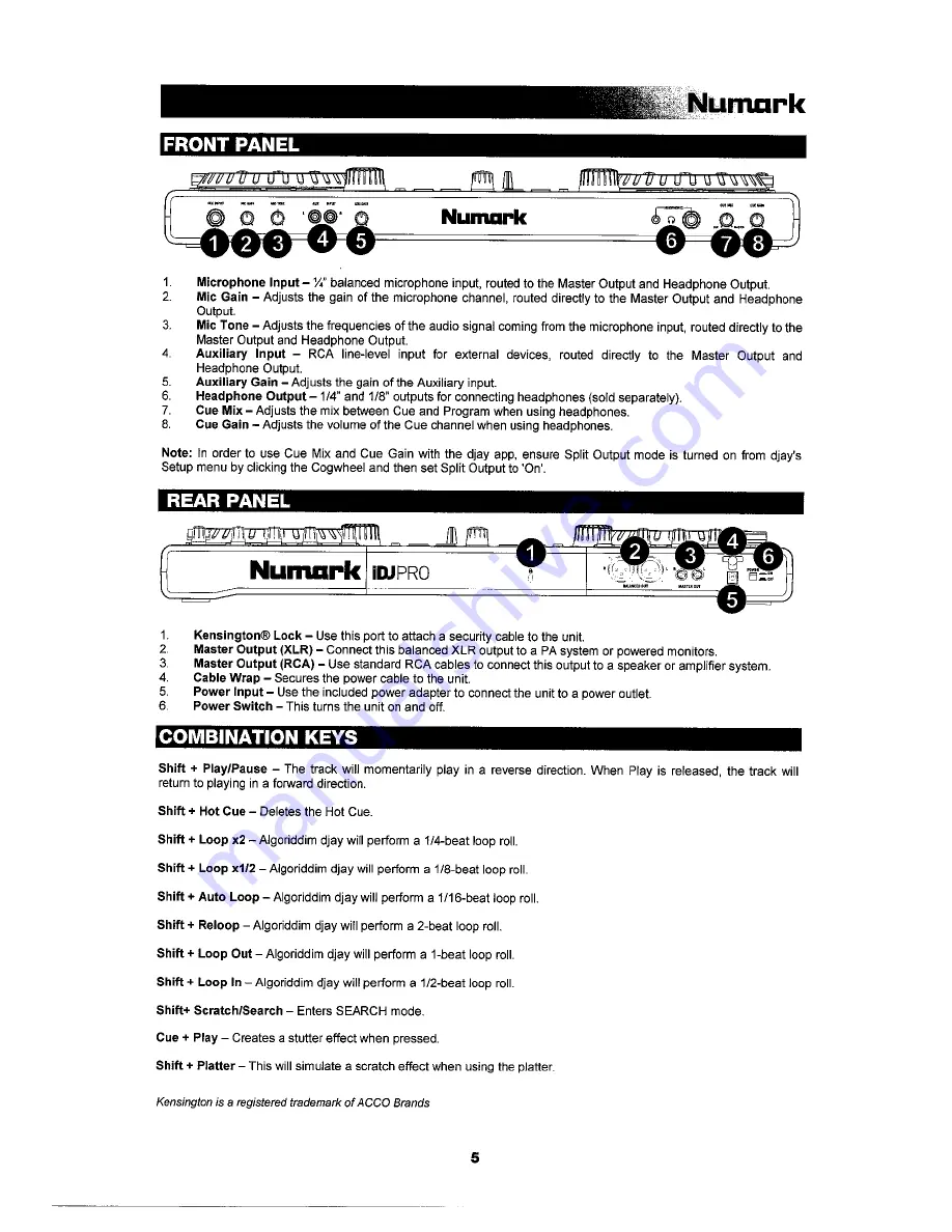 Numark IDJ PRO Quick Start Manual Download Page 5