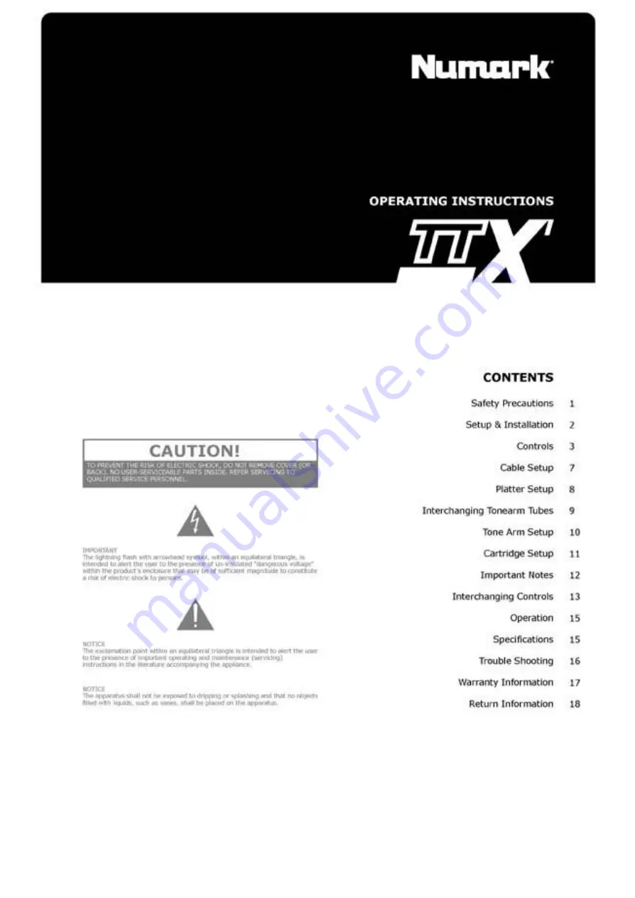 Numark TTX1 Скачать руководство пользователя страница 1