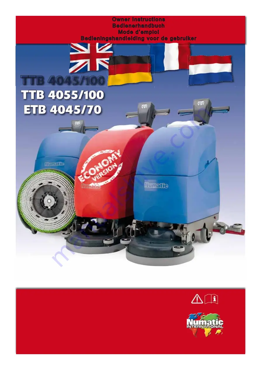 Numatic ETB 4045/70 Owner'S Instructions Manual Download Page 1