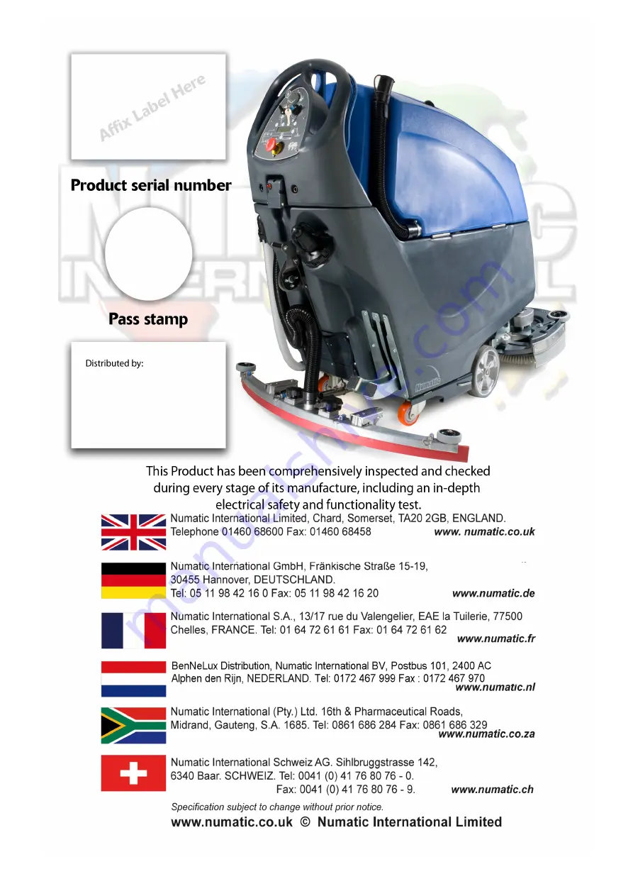 Numatic TTV-5565/200T Скачать руководство пользователя страница 32