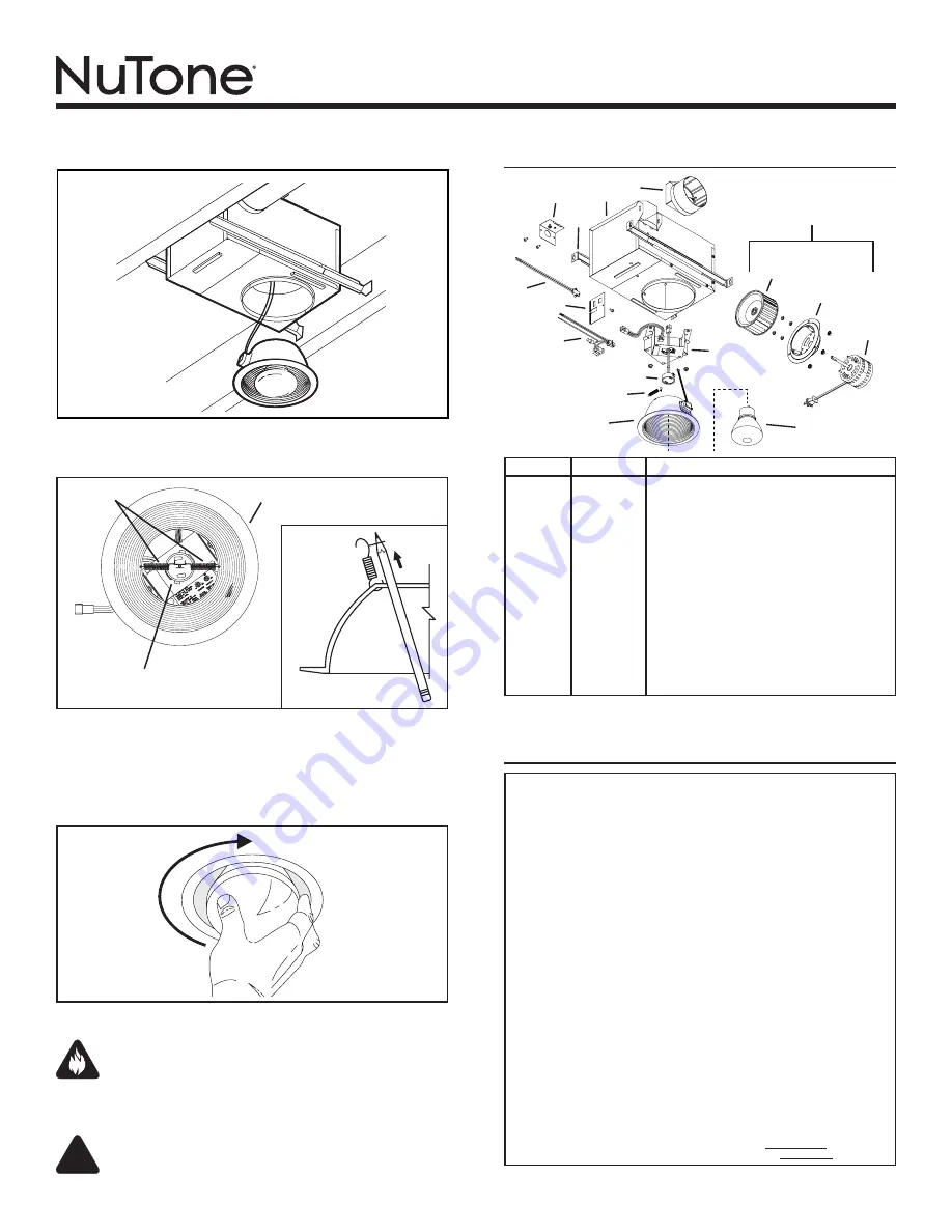 NuTone 744SFLNT Instructions Manual Download Page 12