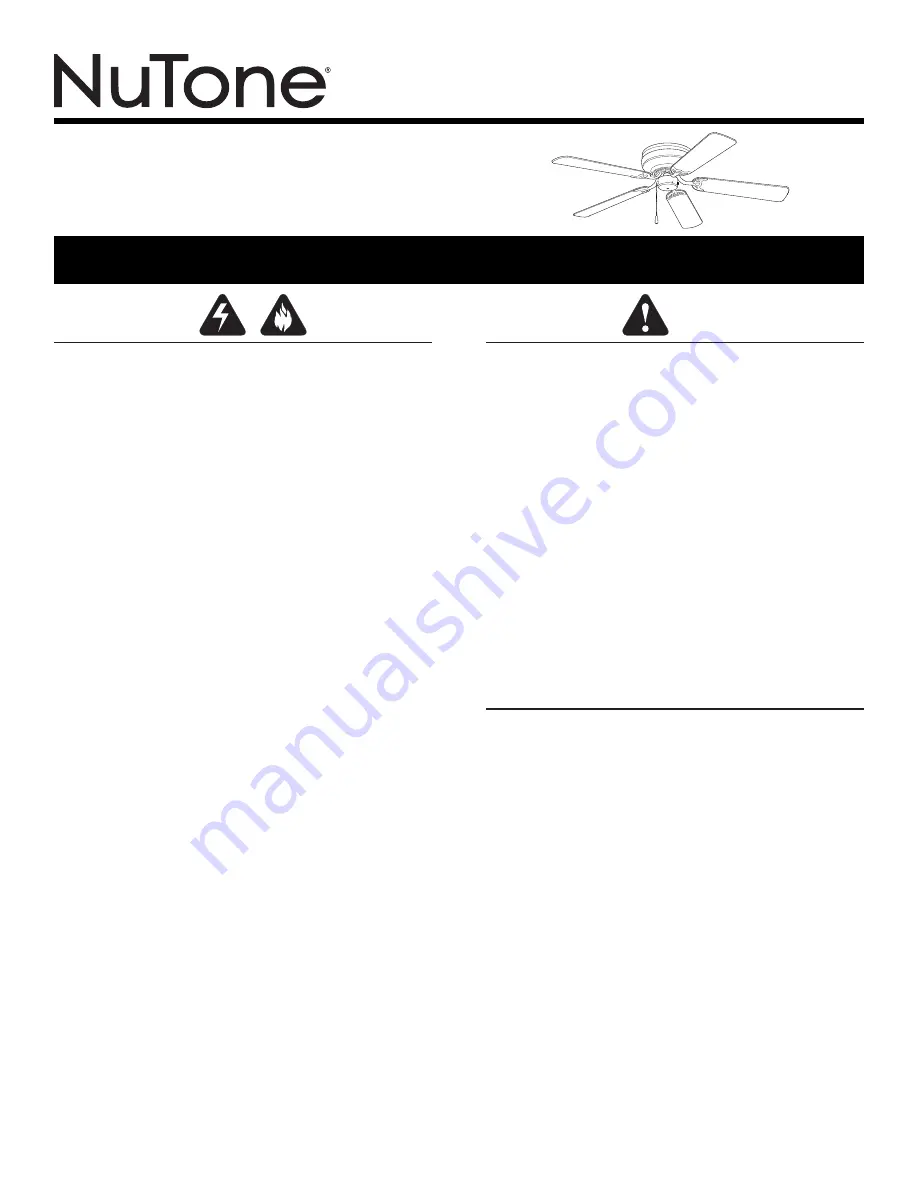 NuTone CFH52BS Installation Manual Download Page 1