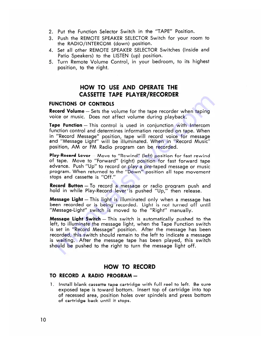 NuTone Communi-Center 2542-B Operating Instructions Manual Download Page 10