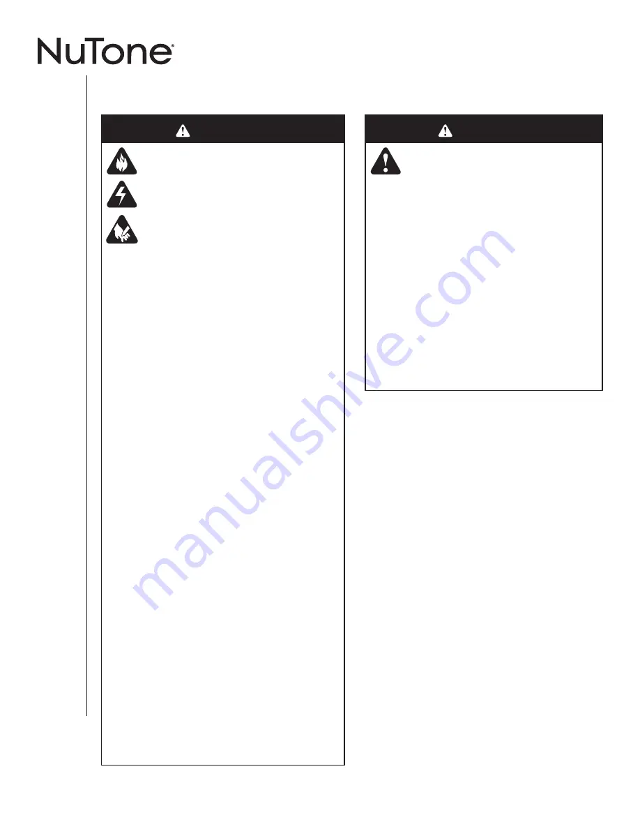 NuTone InVent AERN110SL Installation And Use & Care Instructions Download Page 2