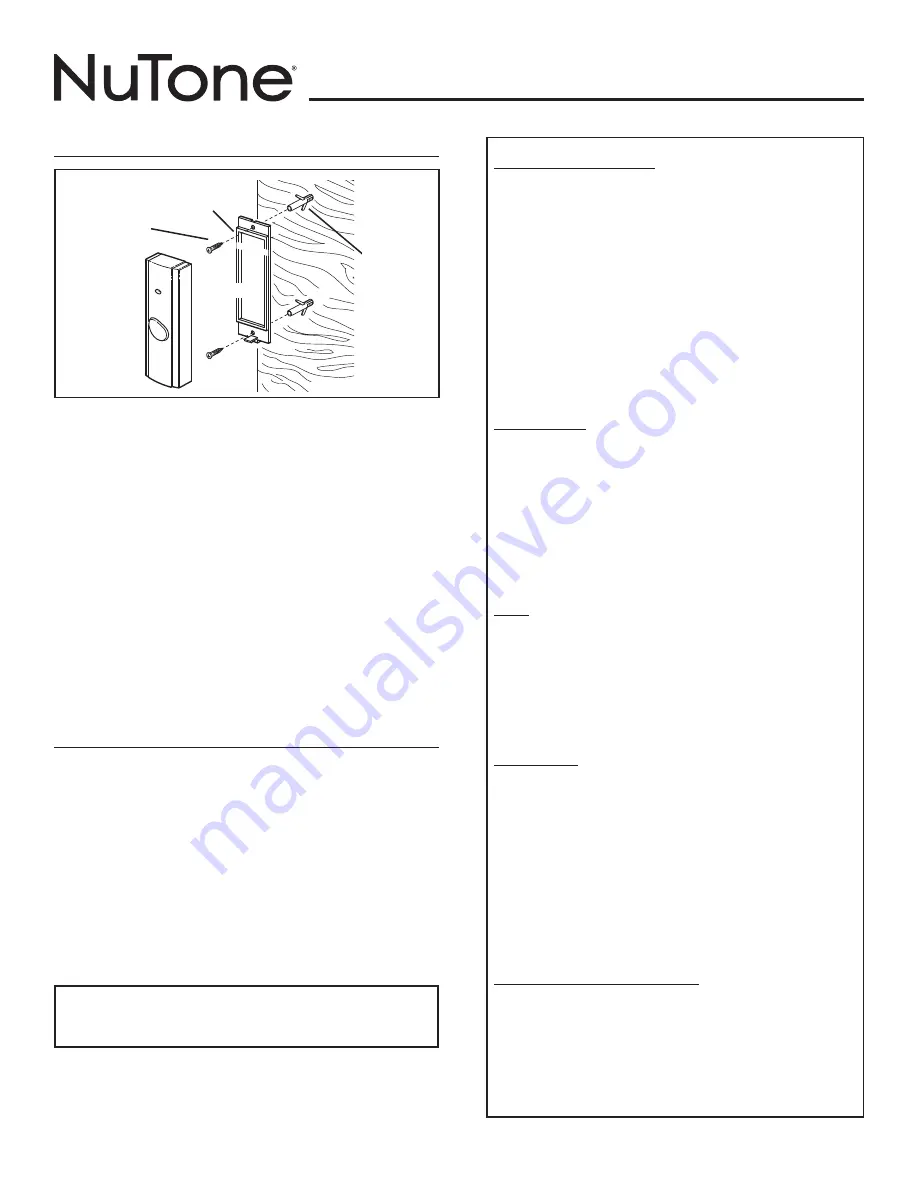 NuTone LA224WH Installation & Operating Instructions Manual Download Page 6