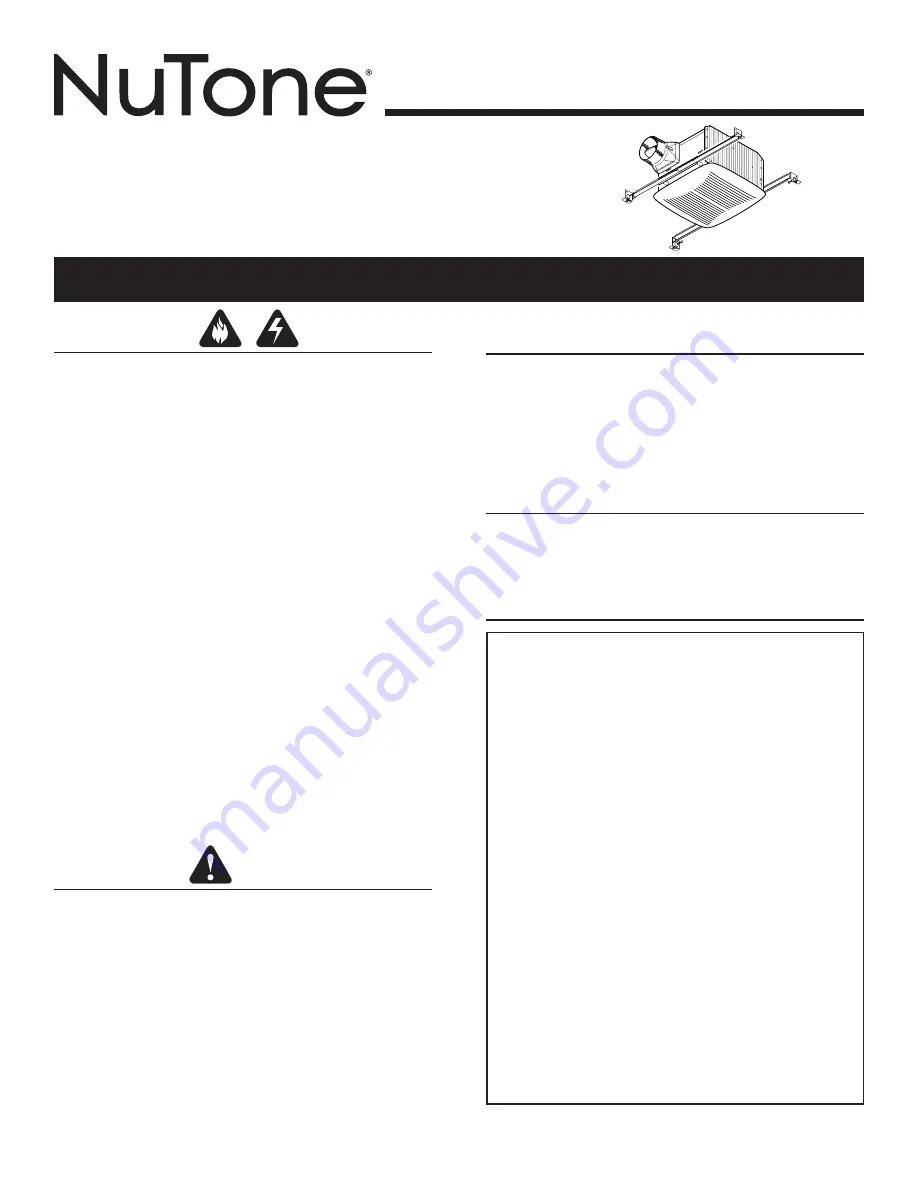 NuTone ULTRA SILENT QTRN Series Instructions Manual Download Page 1