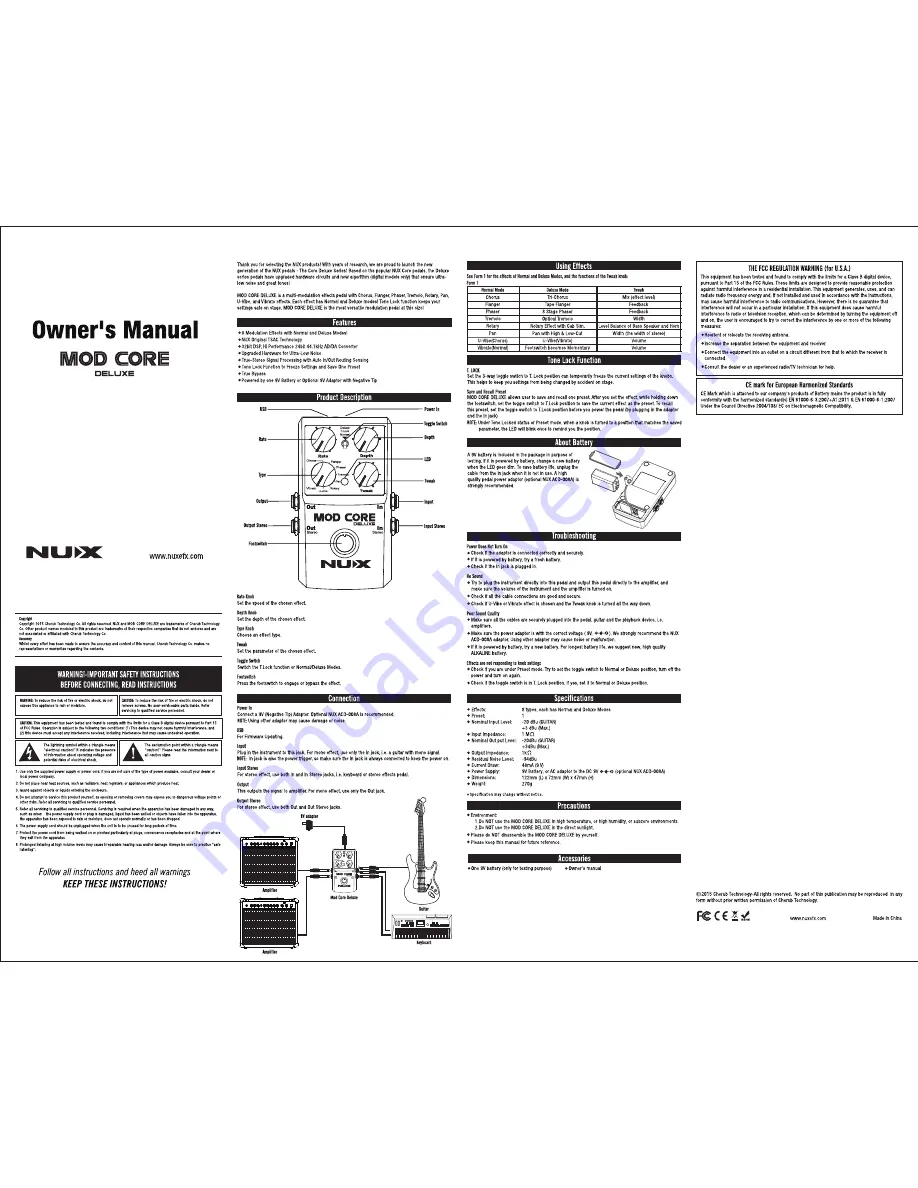 nux MOD CORE DELUXE Owner'S Manual Download Page 1