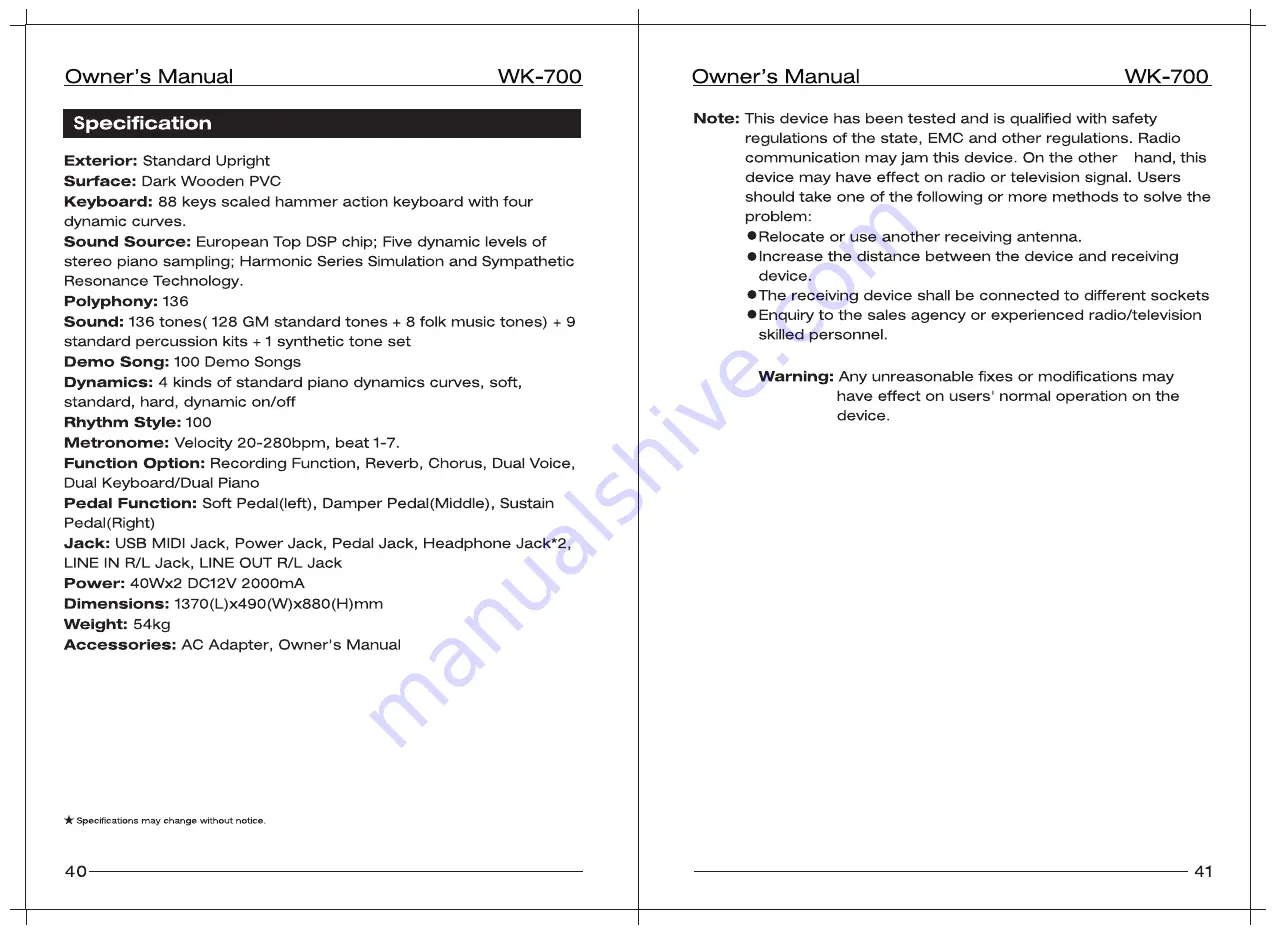 nux WK-700 Owner'S Manual Download Page 22