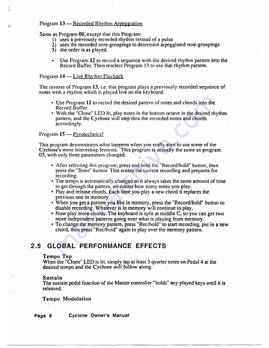 Oberheim Cyclone Perf/x Manual Download Page 11